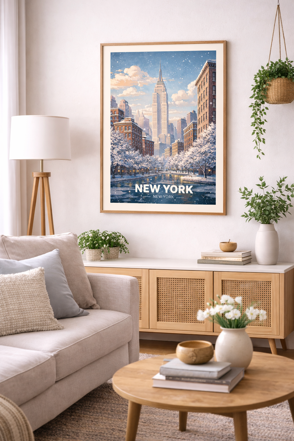New York Winter Poster without frame Snowy NYC Skyline Wall Art City Print USA Decor