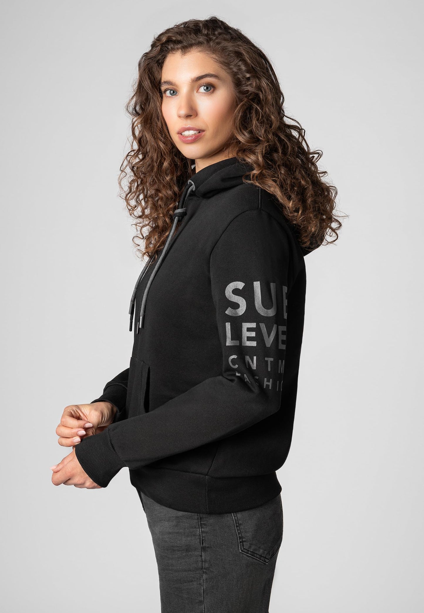Sublevel Damen Sweathoodie Kapuzenpullover Sweatjacke mit Prints und Kapuze
