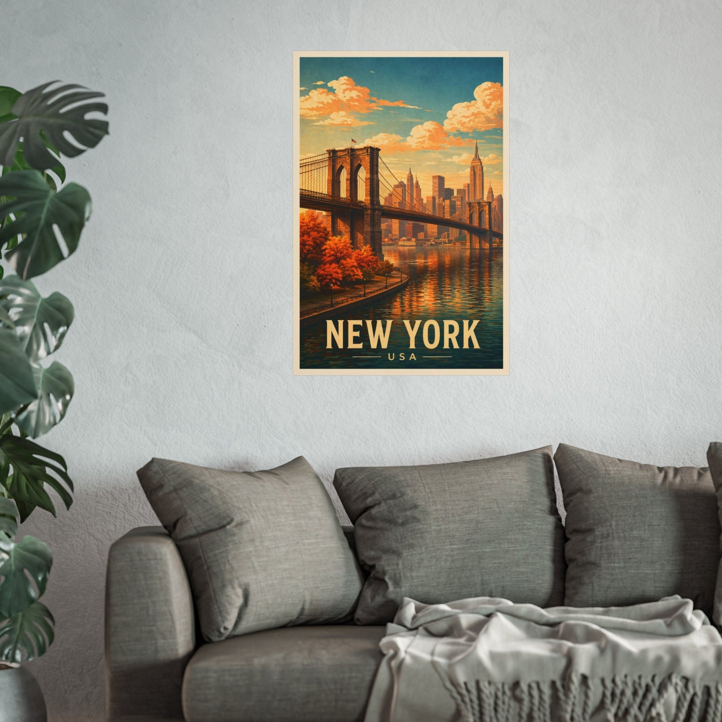 New York Poster without frame Brooklyn Bridge NYC Skyline Wall Art City Print USA Decor