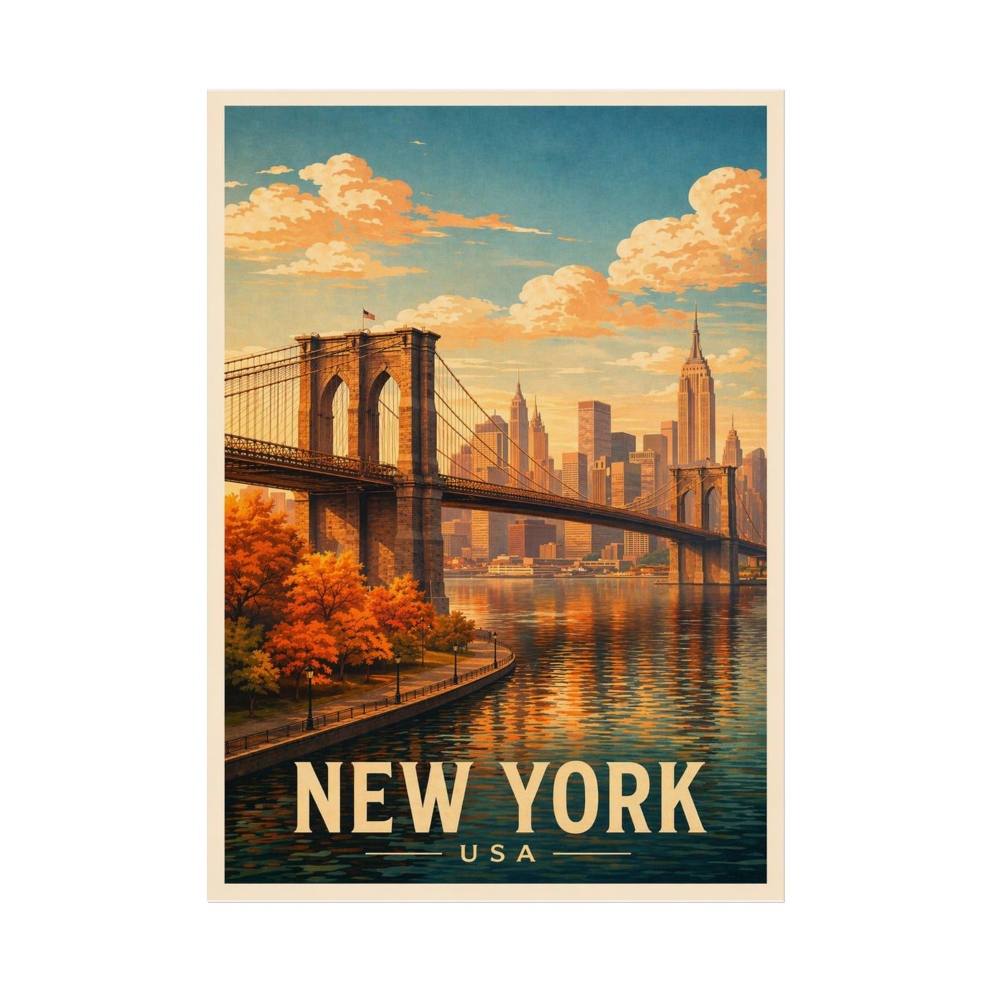 New York Poster without frame Brooklyn Bridge NYC Skyline Wall Art City Print USA Decor