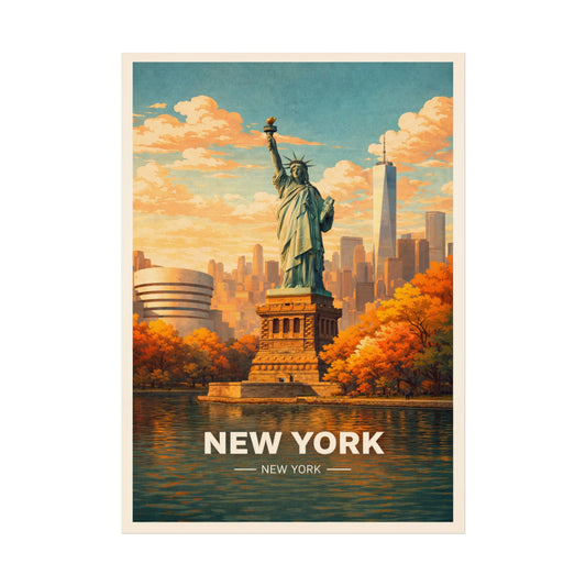 New York Poster without frame Statue of Liberty Wall Art NYC Skyline Vintage Travel Print USA Decor