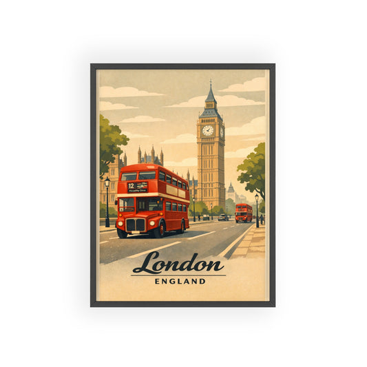 London Poster Vintage Travel Print Big Ben Wall Art England Decor UK Gift