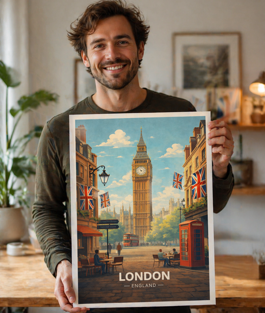 London Poster without frame Vintage Travel Print Big Ben Wall Art England Decor UK Gift