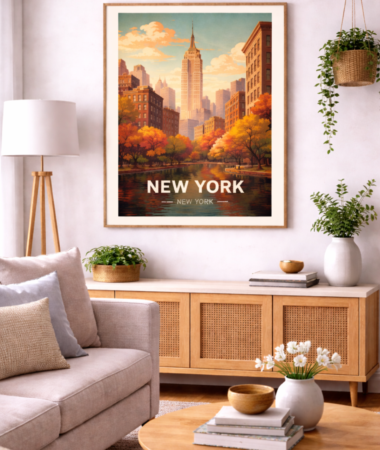 New York Autumn Poster without frame NYC Skyline Wall Art Fall City Print USA Decor