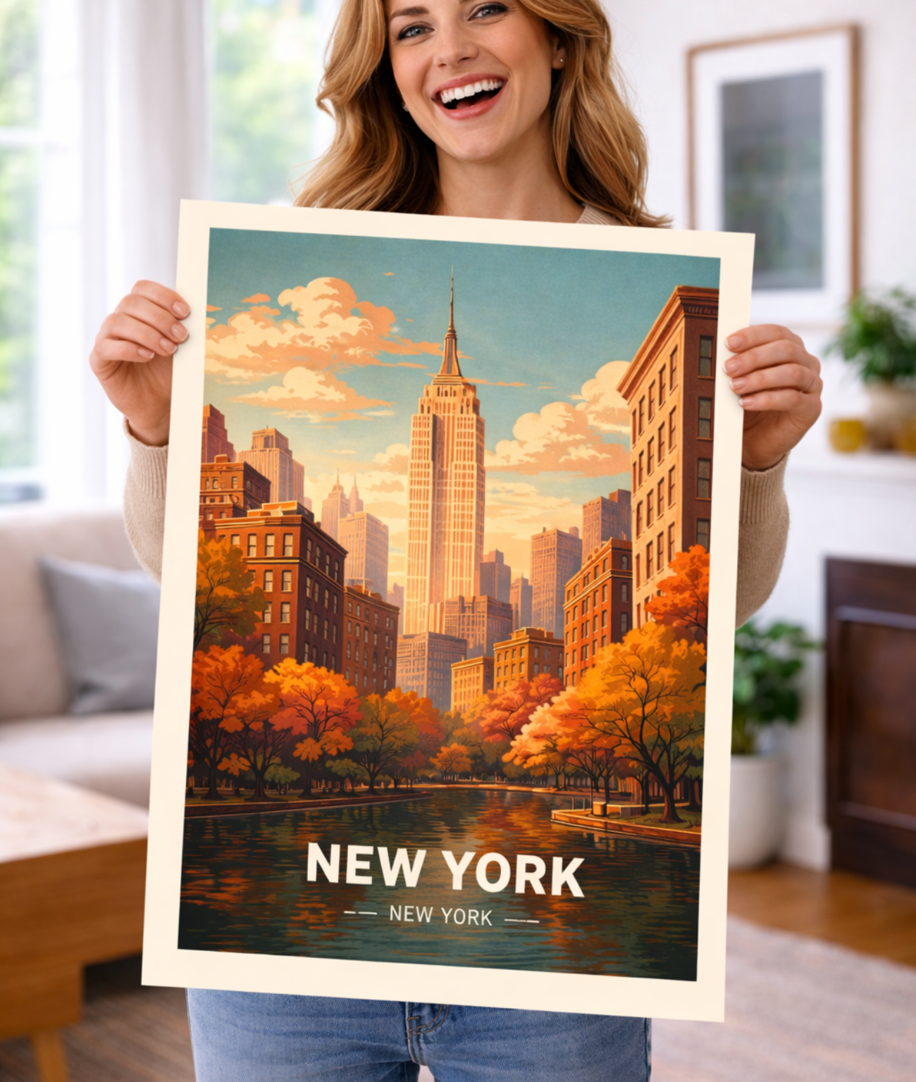 New York Autumn Poster without frame NYC Skyline Wall Art Fall City Print USA Decor