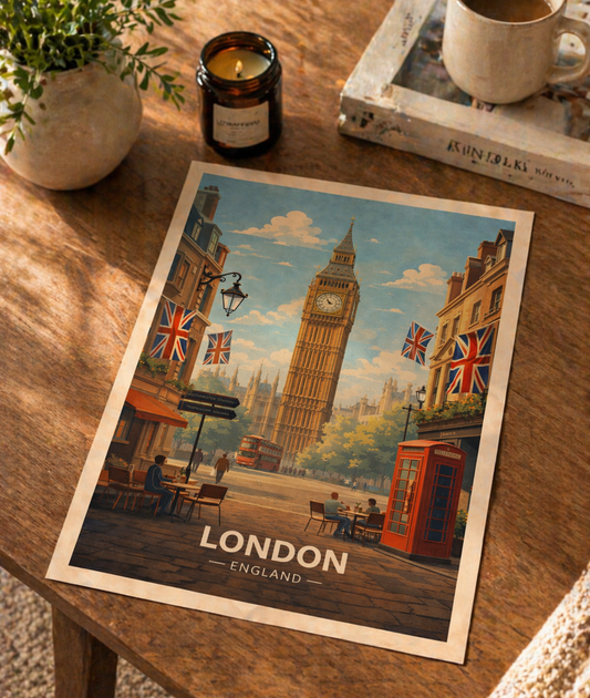 London Poster without frame Vintage Travel Print Big Ben Wall Art England Decor UK Gift