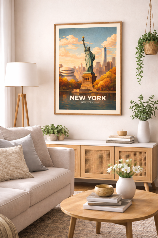New York Poster without frame Statue of Liberty Wall Art NYC Skyline Vintage Travel Print USA Decor