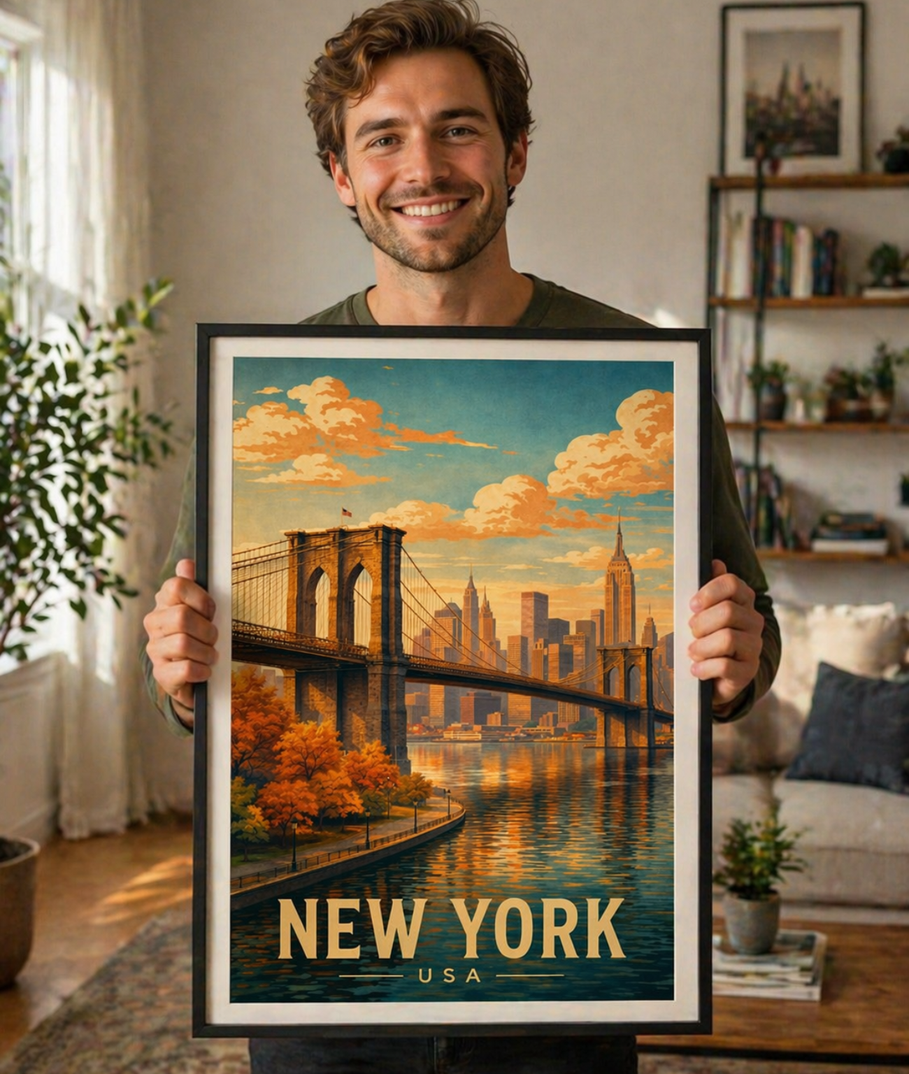 New York Poster without frame Brooklyn Bridge NYC Skyline Wall Art City Print USA Decor