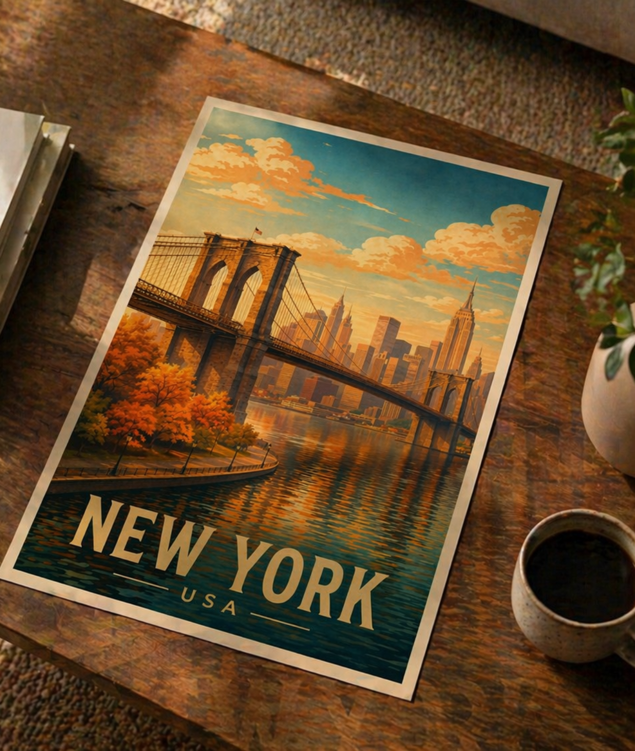 New York Poster without frame Brooklyn Bridge NYC Skyline Wall Art City Print USA Decor