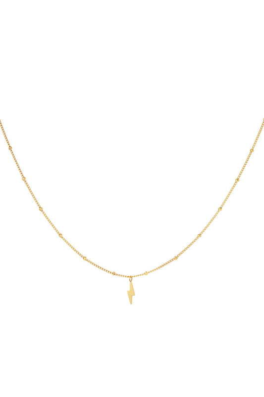 Necklace bolt of lightning Gold Color Stainless Steel