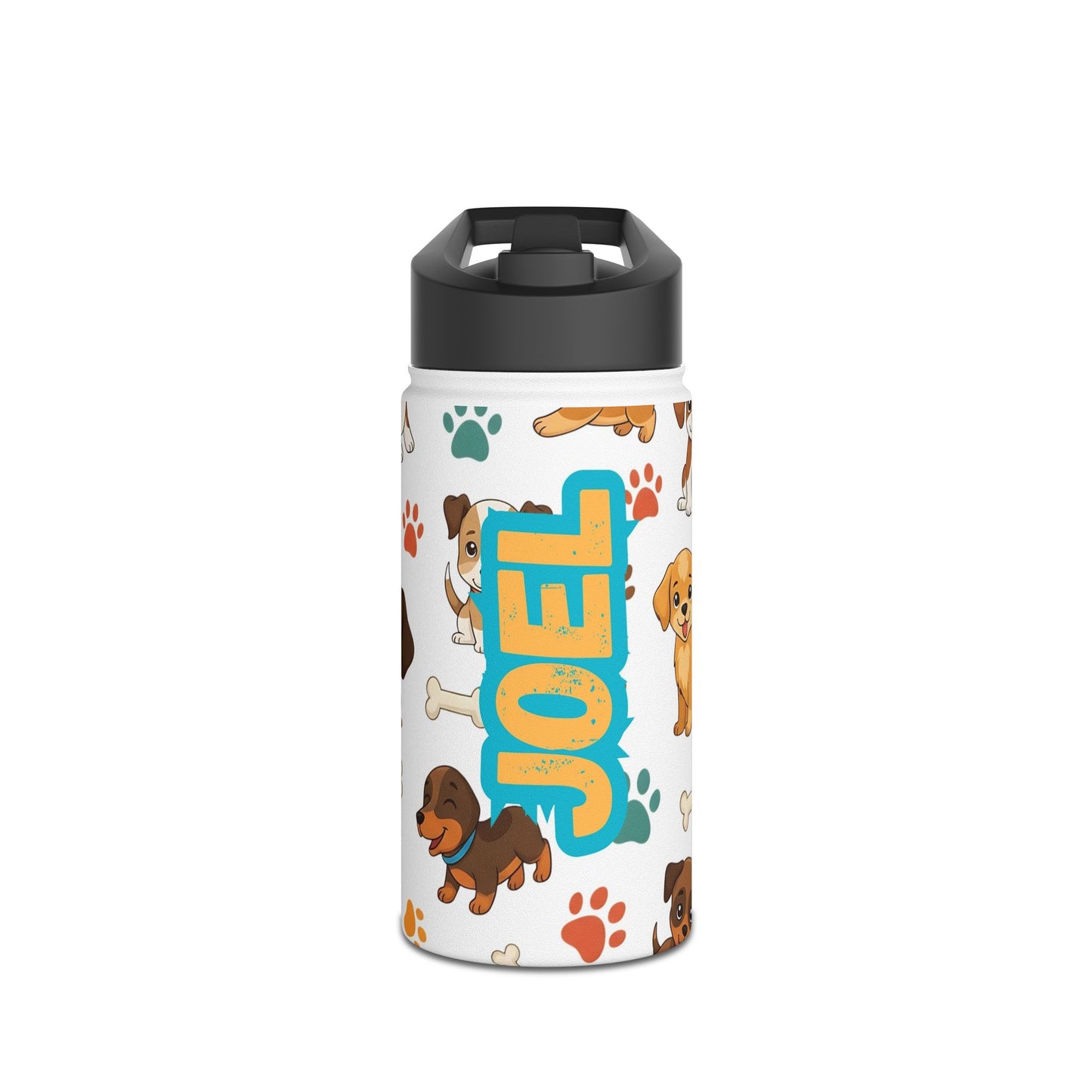 Pandarino Personalisierte Wasserflasche mit Hundemotiv, Personalisiertes Geschenk für Tierliebhaber, Trinkflasche für Kinder, Accessoire für Hundebesitzer, Süßes Tierdesign