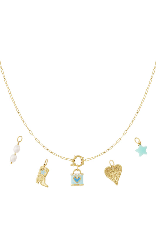 Blue heart DIY necklace