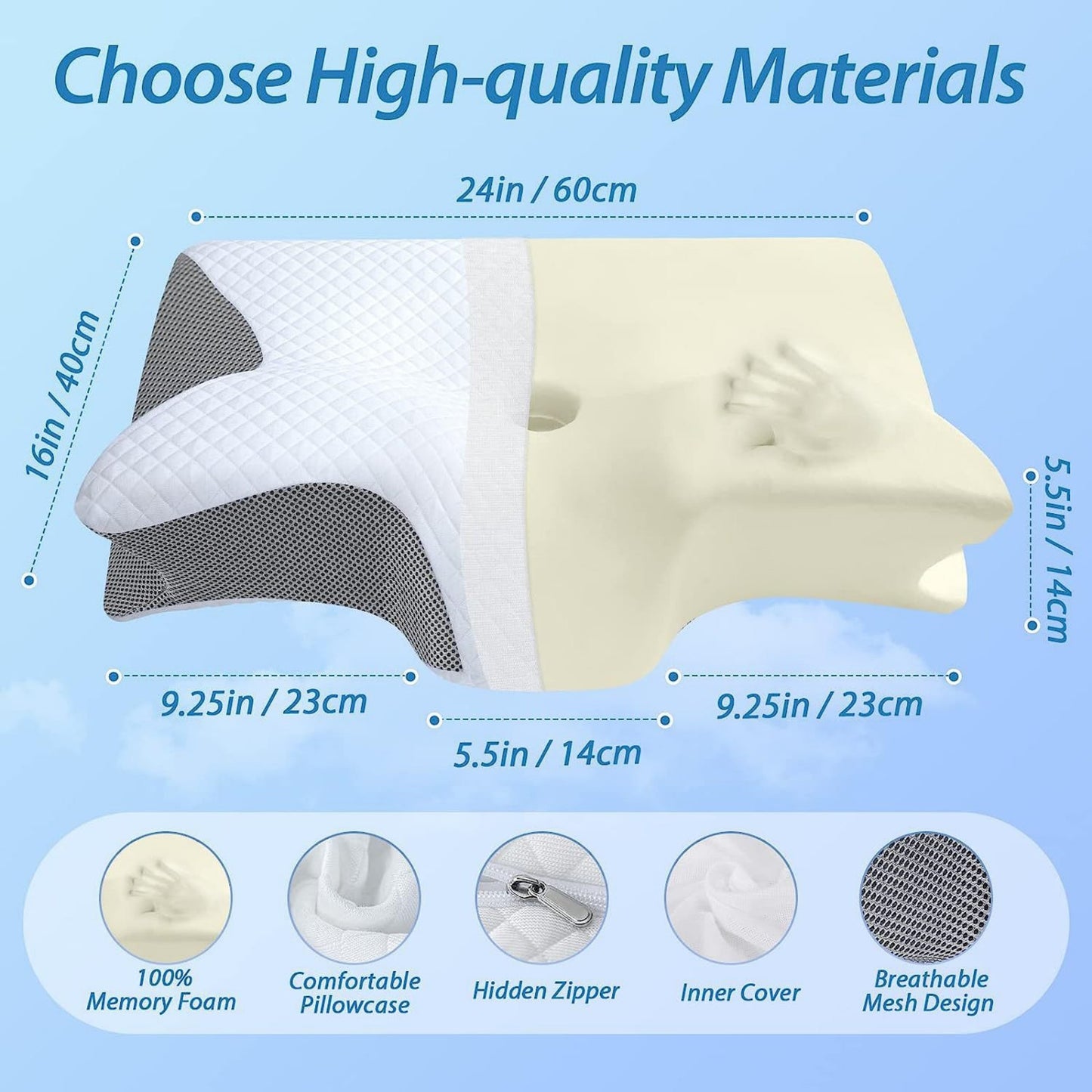 Orthopädisches Memory Pillow für besseren Schlaf – Nackenstützkissen für Rücken-, Seiten- und Bauchschläfer
