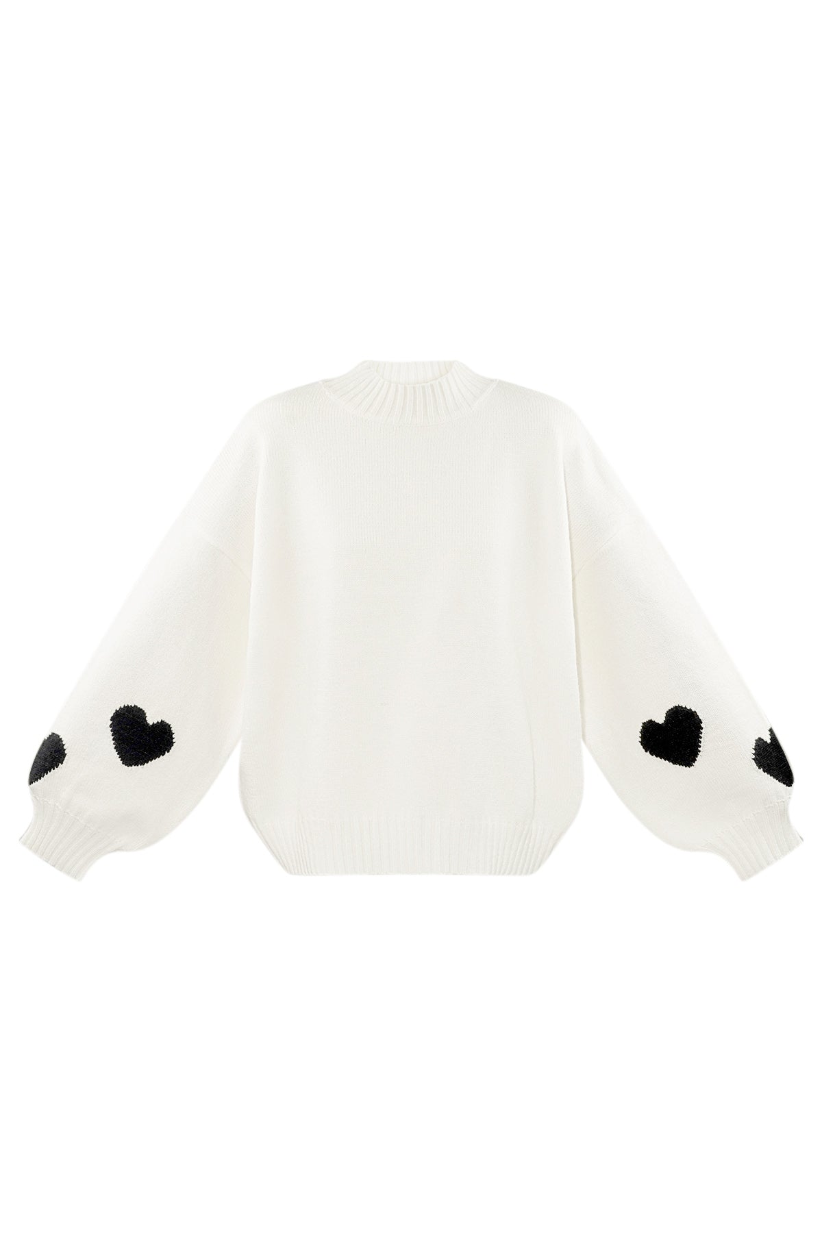 Knitted Wool Blend Women's Oversized Sweater Heart Applique Design