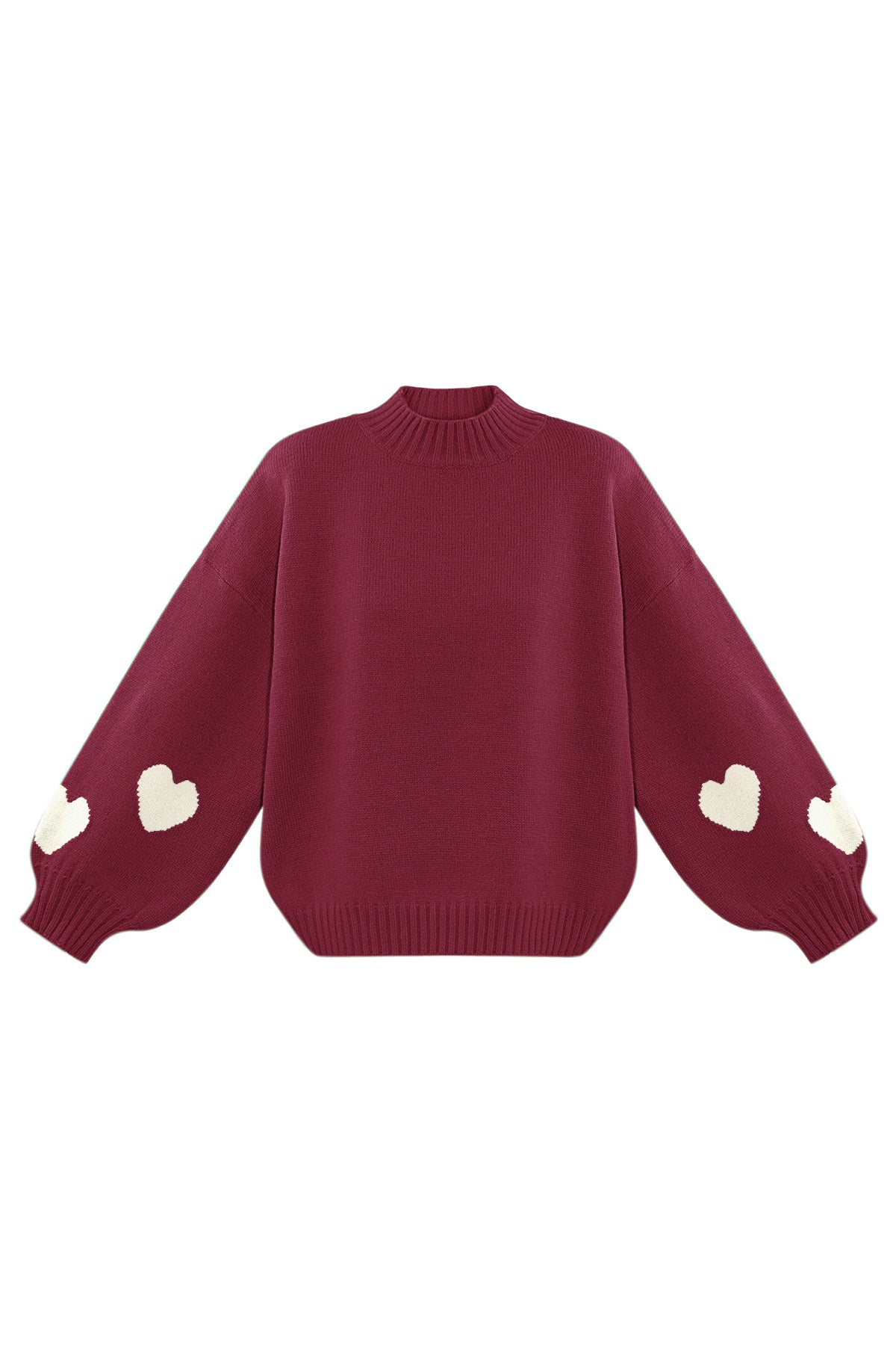 Knitted Wool Blend Women's Oversized Sweater Heart Applique Design