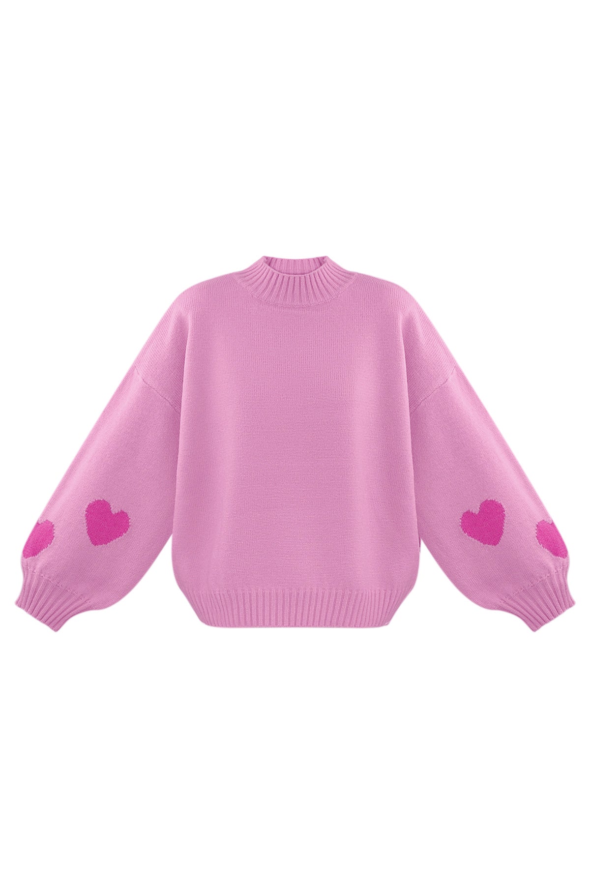 Knitted Wool Blend Women's Oversized Sweater Heart Applique Design