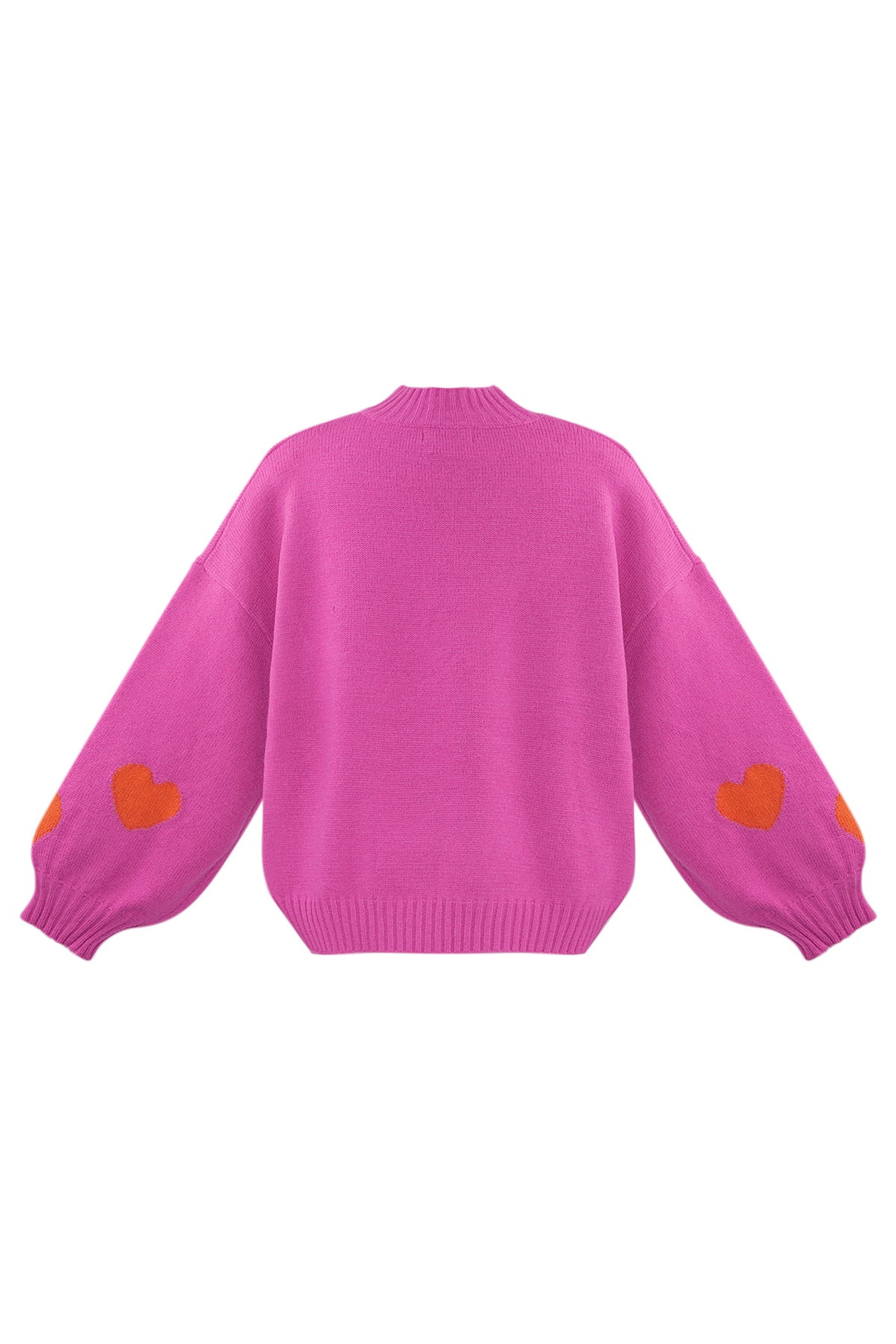 Knitted Wool Blend Women's Oversized Sweater Heart Applique Design