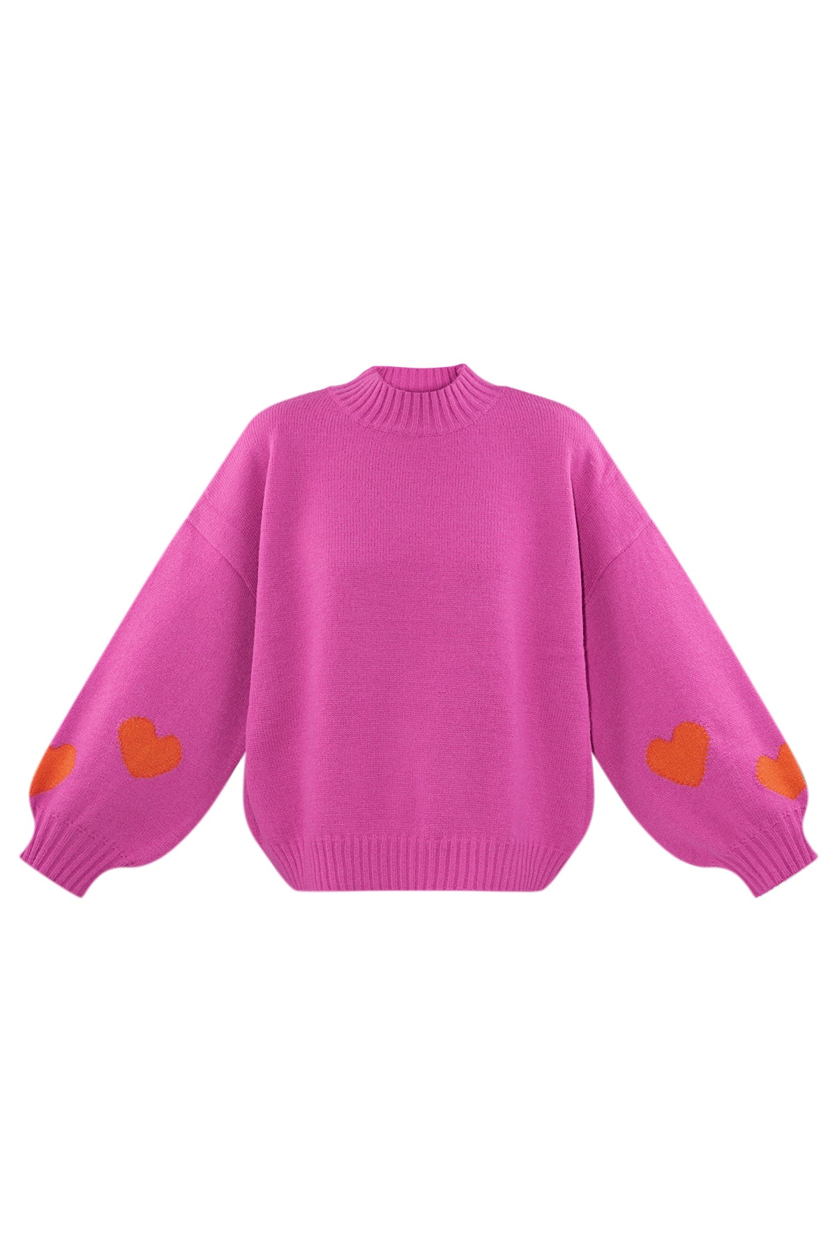 Knitted Wool Blend Women's Oversized Sweater Heart Applique Design
