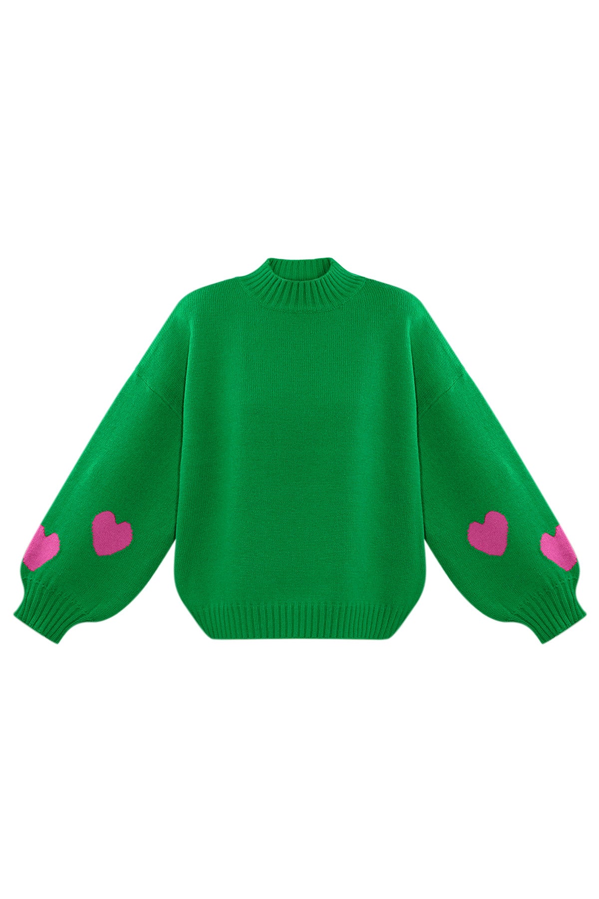 Knitted Wool Blend Women's Oversized Sweater Heart Applique Design