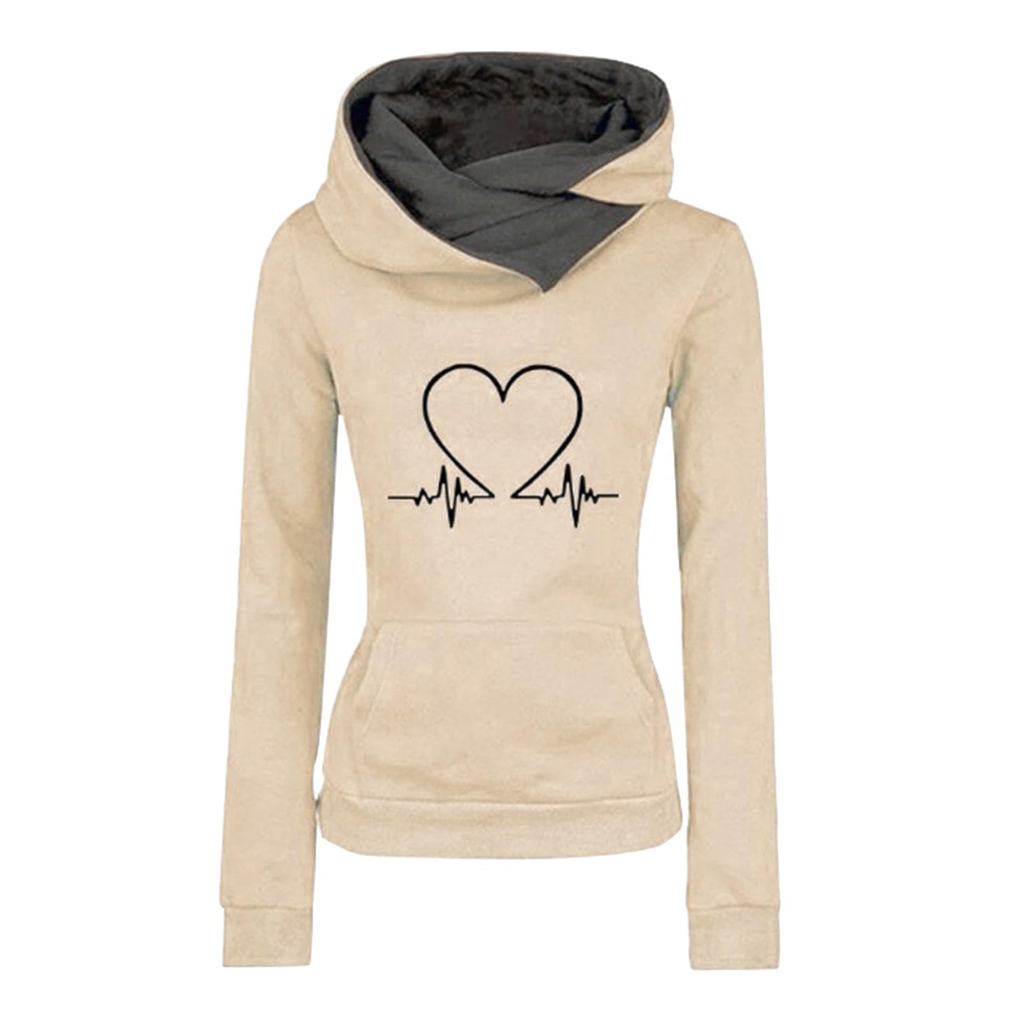 Damen-Hoodie, lässiger Slim-Fit-Hoodie, bedruckter Love Plus -Pullover-Hoodie Maritime Kleidung Damen Hoodies Teenager Mädchen Trend Christmas Pullover Woman Meine Bestellungen Sale