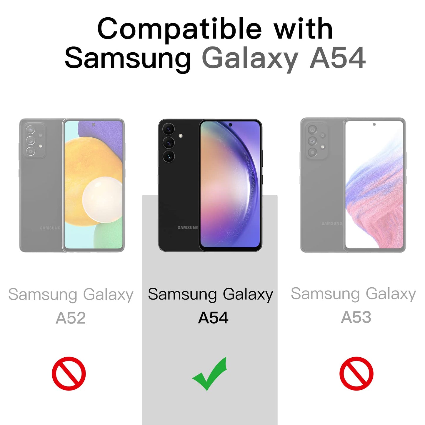 JETech Schutzfolie für Samsung Galaxy A54 5G 6,4 Zoll, 9H Panzer Schutz Glas Folie Displayschutz, Kratzfest, HD Klar, 3 Stück