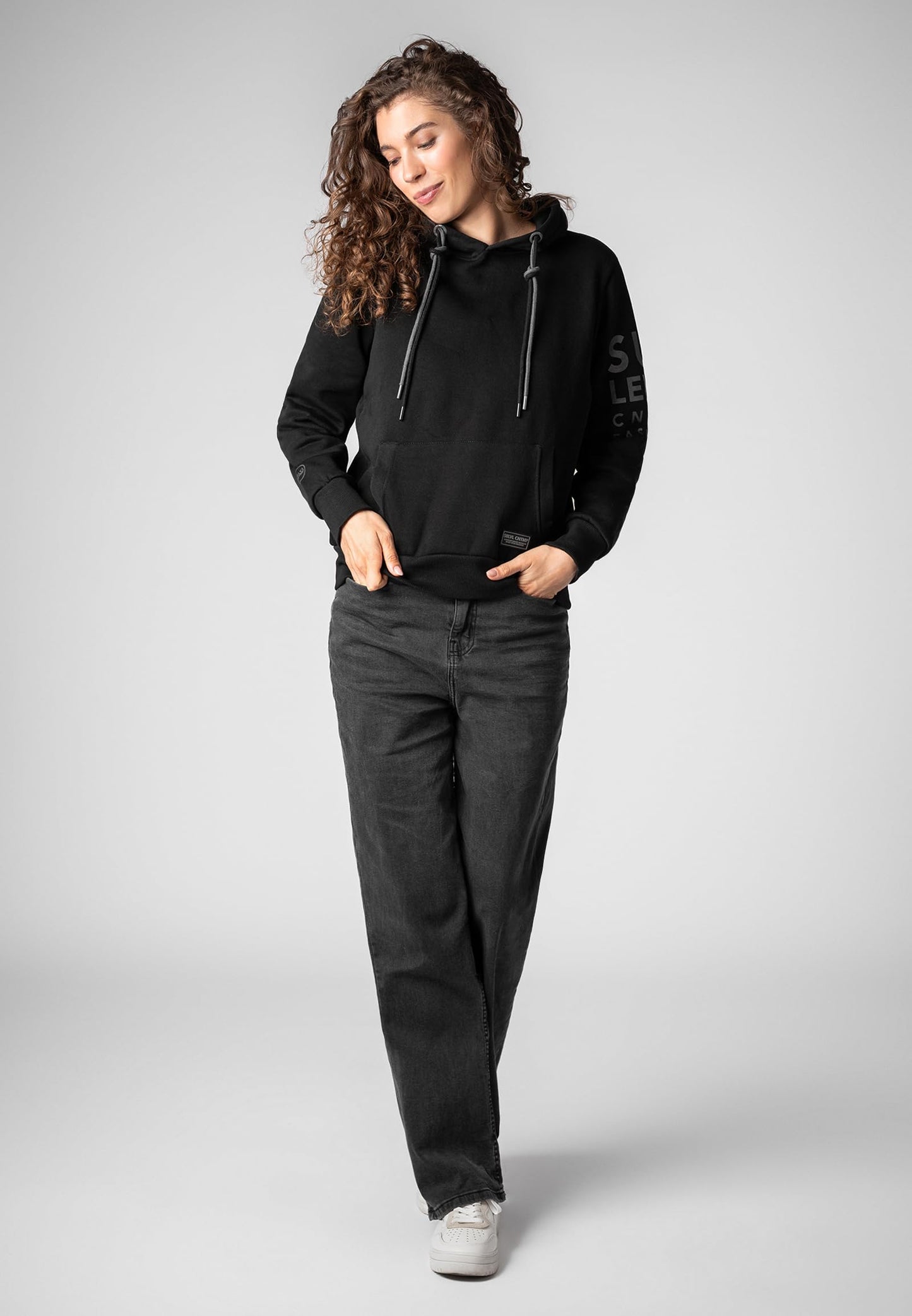 Sublevel Damen Sweathoodie Kapuzenpullover Sweatjacke mit Prints und Kapuze