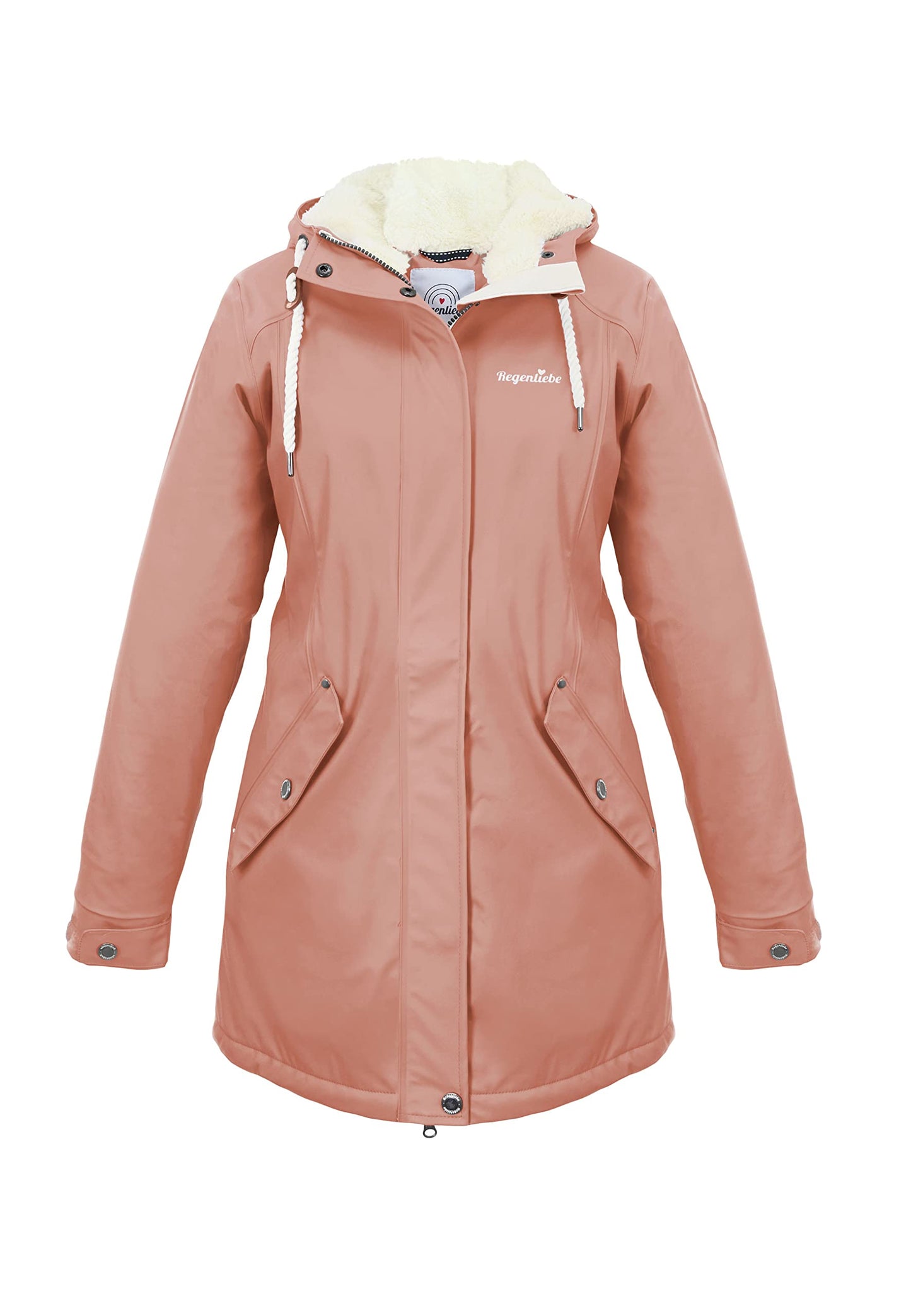 Regenliebe Damen Regenmantel wasserdicht Friesennerz mit Teddyfleece gefüttert