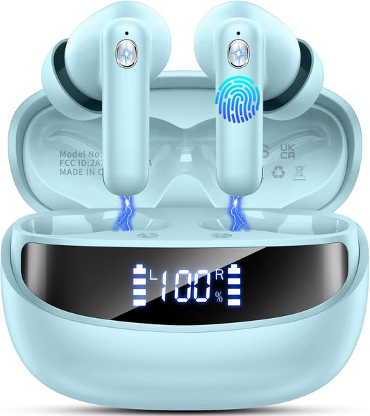Bluetooth Kopfhörer, 2026 Kopfhörer Kabellos Bluetooth 5.4, 50 Std Spielzeit In Ear Kopfhörer HiFi Stereo mit 4 ENC Noise Cancelling Mics, IP7 Wasserdicht Kabellose Kopfhörer, Ohrhörer mit LED-Anzeige