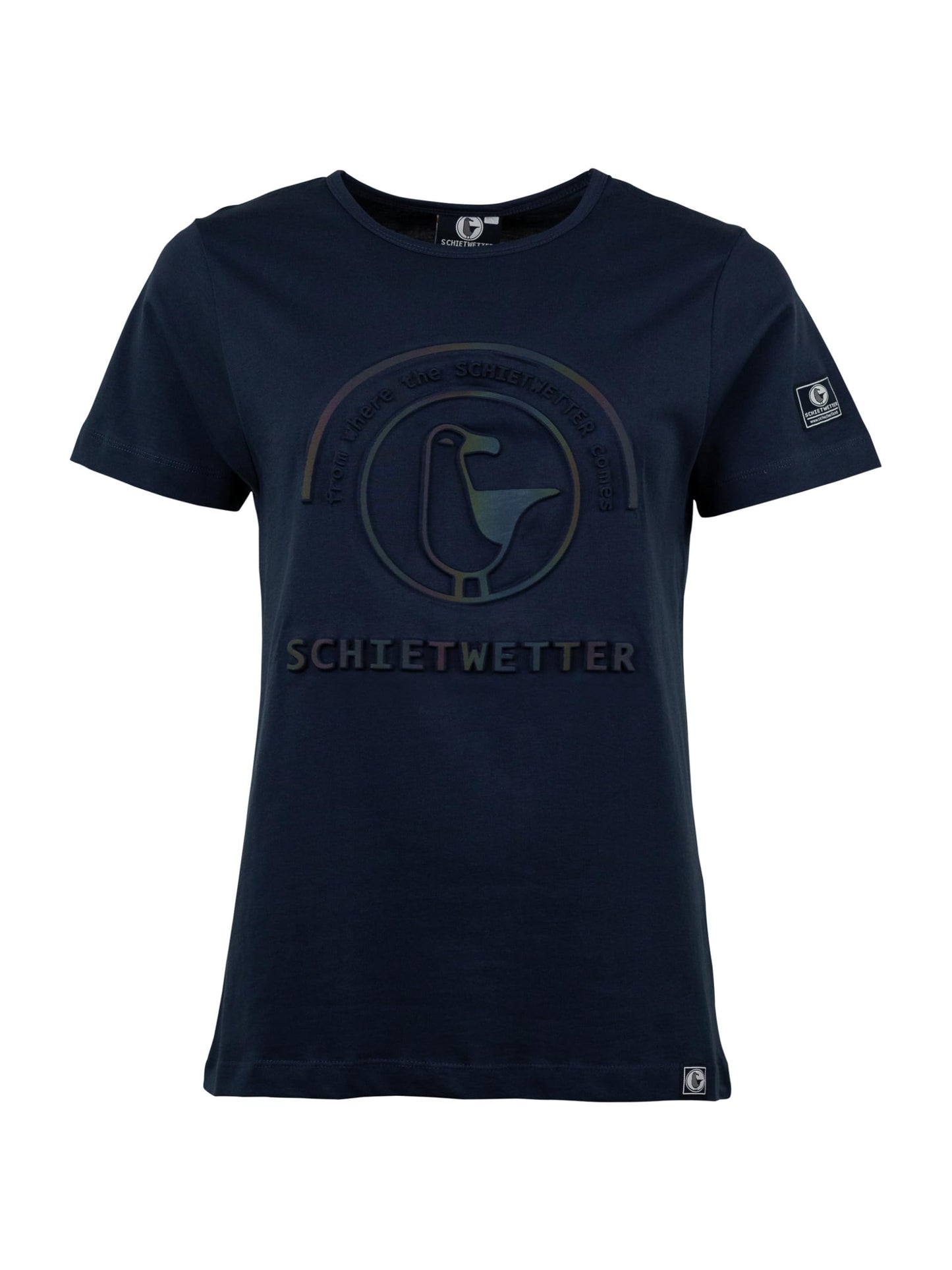 SCHIETWETTER Damen T-Shirt Rieke Royal, Sweatshirt mit Rundhals, 3D-Prägedruckt, 100% Baumwolle, Basic