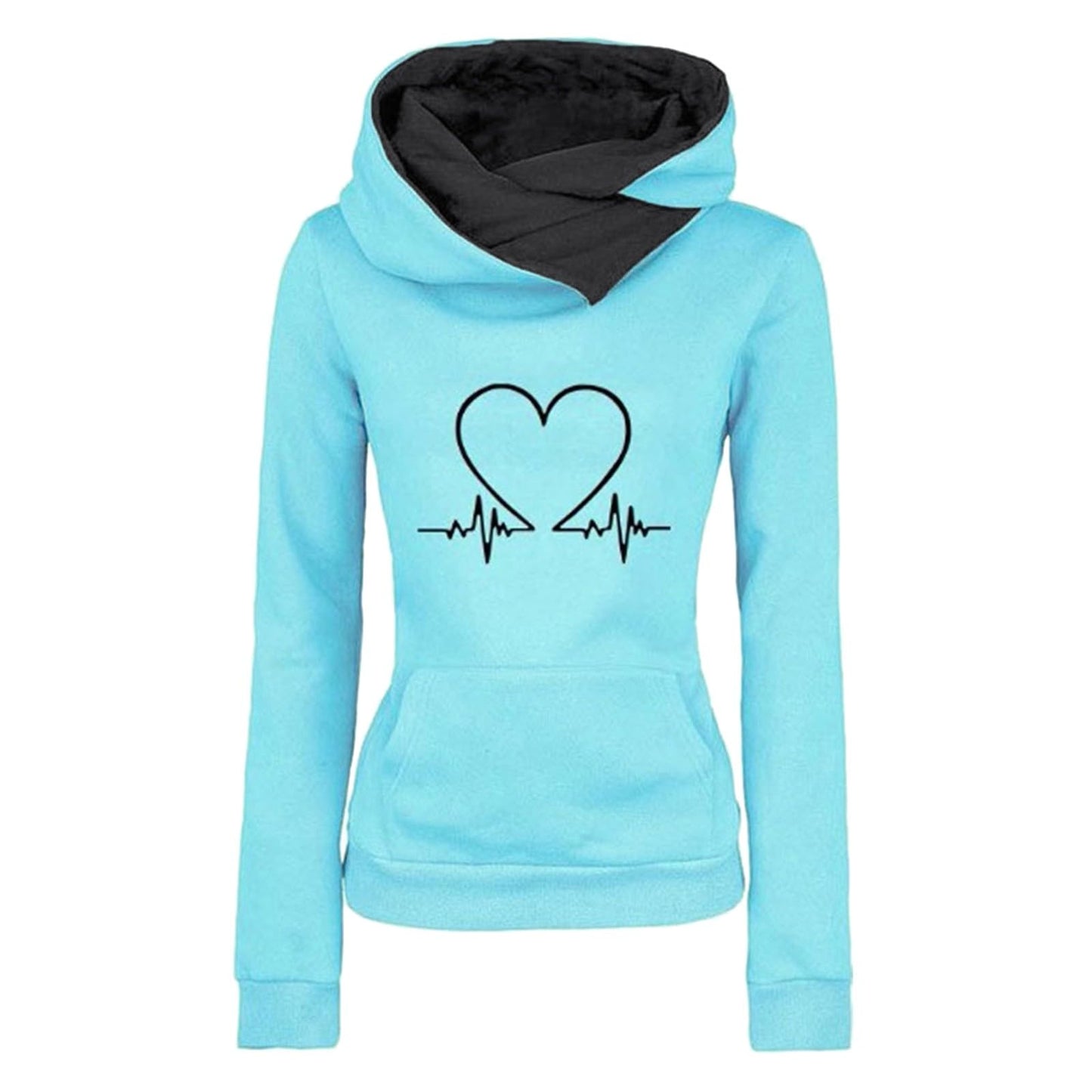 Damen-Hoodie, lässiger Slim-Fit-Hoodie, bedruckter Love Plus -Pullover-Hoodie Maritime Kleidung Damen Hoodies Teenager Mädchen Trend Christmas Pullover Woman Meine Bestellungen Sale