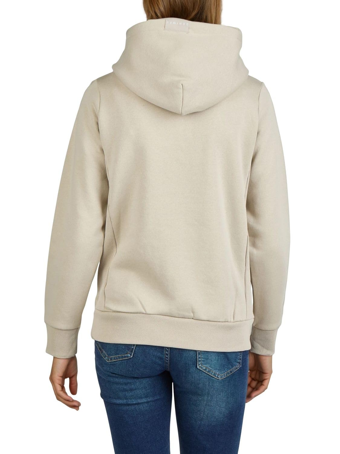 DENIMFY Hoodie Damen Regular Fit DFEmma Kapuzenpullover Pullover Cross-Over Kragen Schwarz Beige Grau Rose Blau Grün S M L XL XXL