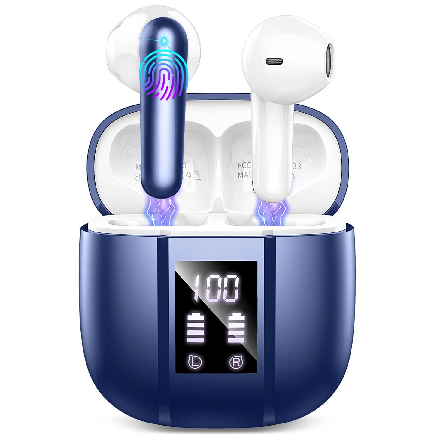 Bluetooth Kopfhörer, 2026 Kopfhörer Kabellos Bluetooth 5.4, 50 Std Spielzeit In Ear Kopfhörer HiFi Stereo mit 4 ENC Noise Cancelling Mics, IP7 Wasserdicht Kabellose Kopfhörer, Ohrhörer mit LED-Anzeige