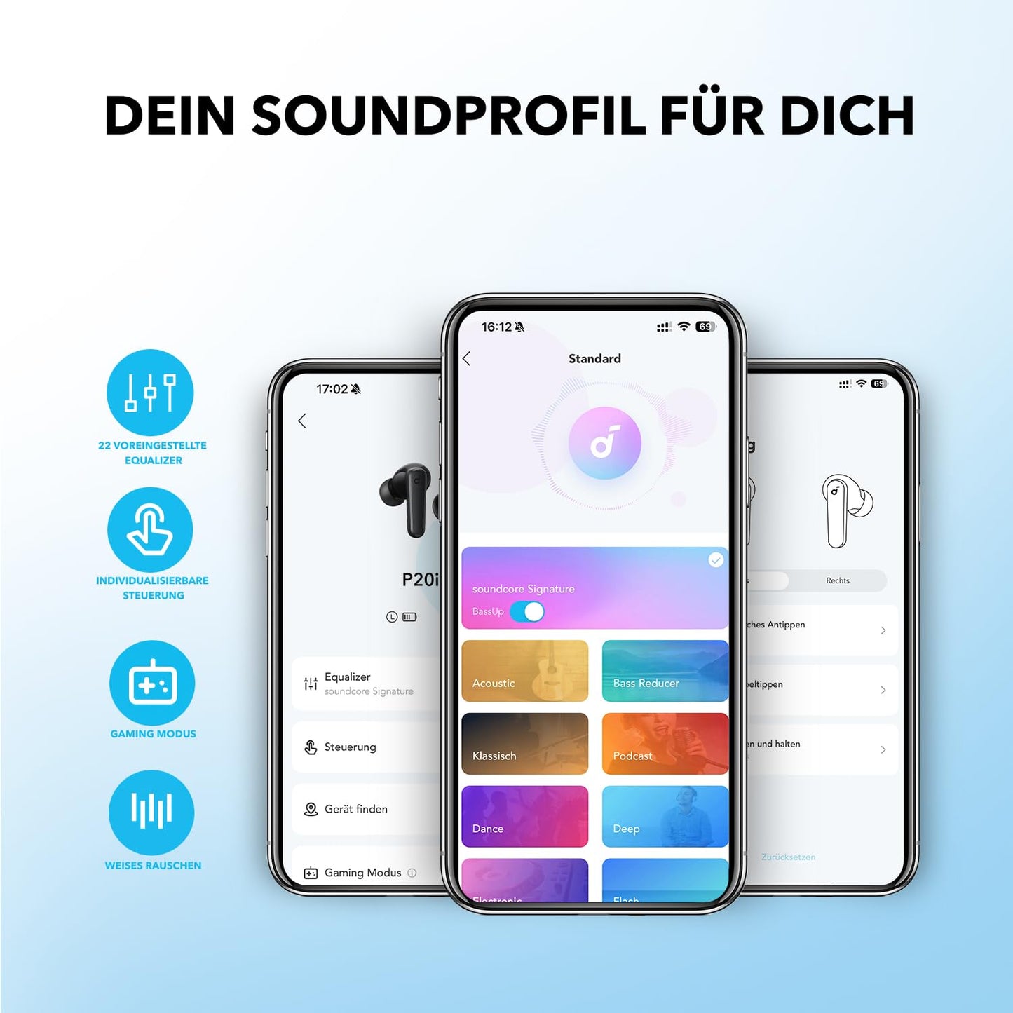 soundcore by Anker P20i Wireless Bluetooth Headphones In-Ear, 10 mm Driver, Bluetooth 5.3, Adjustable EQ, 30 Hours Playtime, IPX5 Waterproof, 2 Micros with AI, Single Use (Black)