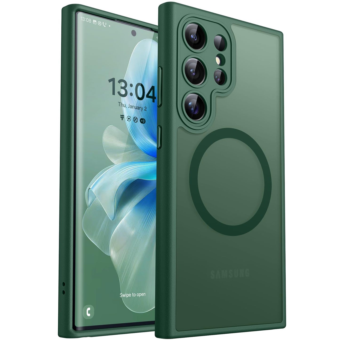 CANSHN für Samsung Galaxy S25 Hülle mit Kameraschutz für Magsafe (TOP Militärschutz & Magnetkraft) Extrem Haltbarkeit Handyhülle S25 Case - Transluzente Matt Schwarz