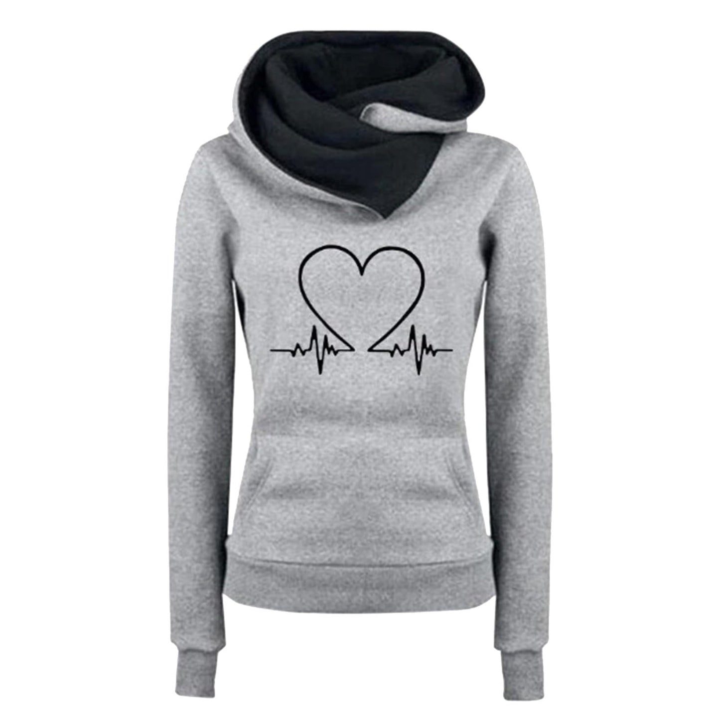 Damen-Hoodie, lässiger Slim-Fit-Hoodie, bedruckter Love Plus -Pullover-Hoodie Maritime Kleidung Damen Hoodies Teenager Mädchen Trend Christmas Pullover Woman Meine Bestellungen Sale