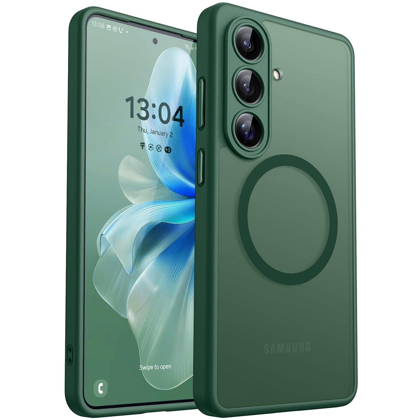 CANSHN für Samsung Galaxy S25 Hülle mit Kameraschutz für Magsafe (TOP Militärschutz & Magnetkraft) Extrem Haltbarkeit Handyhülle S25 Case - Transluzente Matt Schwarz