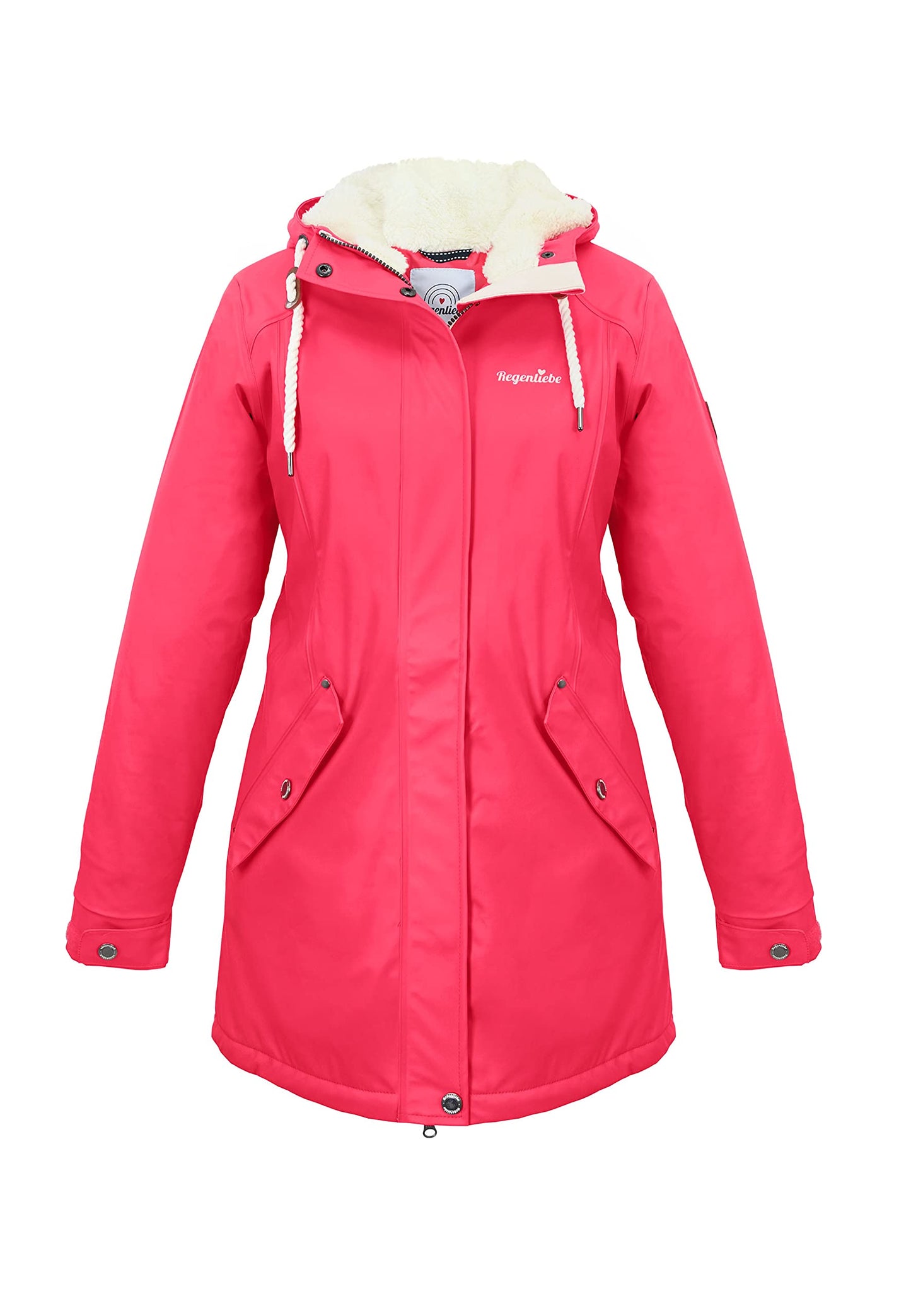 Regenliebe Damen Regenmantel wasserdicht Friesennerz mit Teddyfleece gefüttert