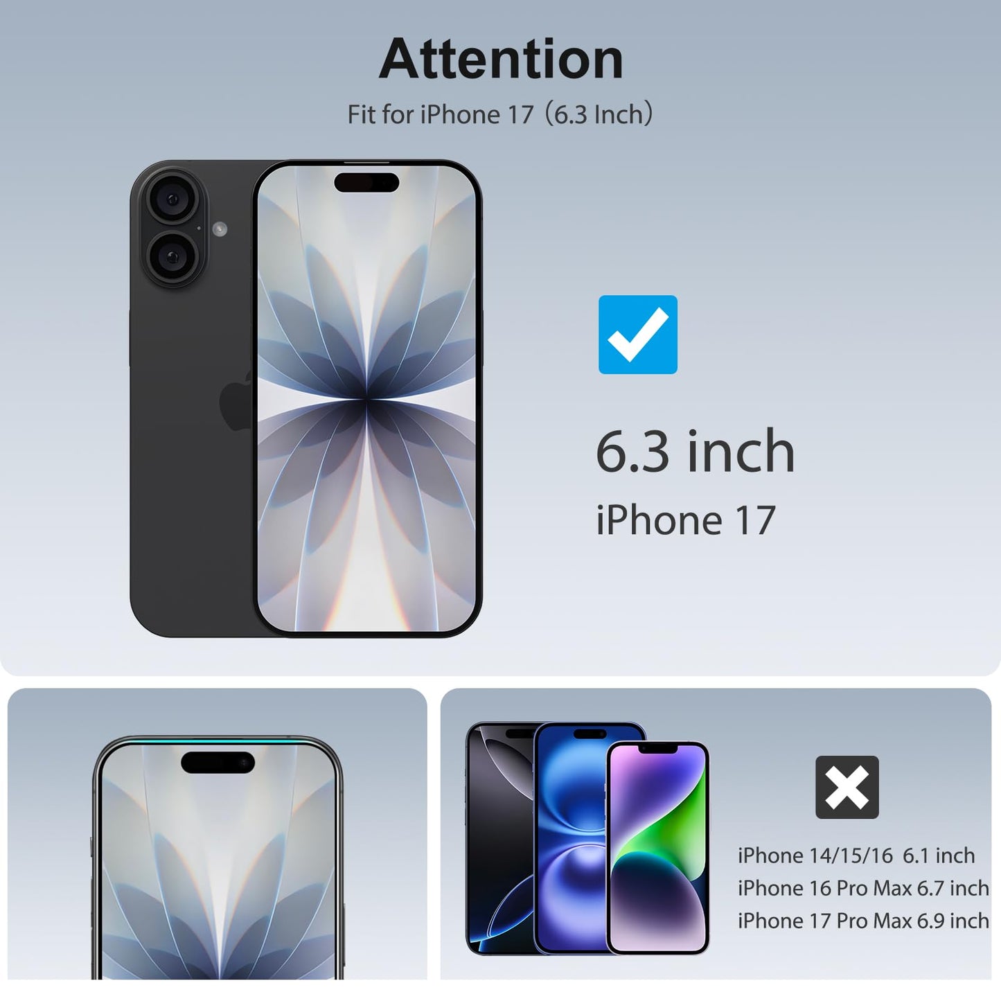SPARIN für iPhone 17 Pro 6.3 Zoll 2025 Panzer Schutz Glas, 3 Stück Schutzfolie und 3 Stück Kameraschutz mit Montage Rahmen, 9H Härte, Anti-Bläschen,HD-Klar