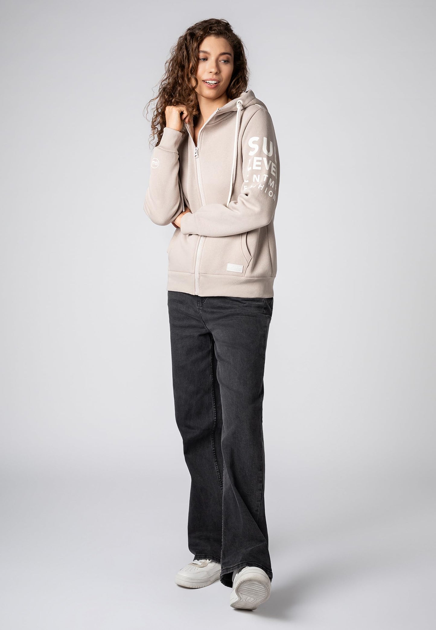 Sublevel Damen Sweathoodie Kapuzenpullover Sweatjacke mit Prints und Kapuze