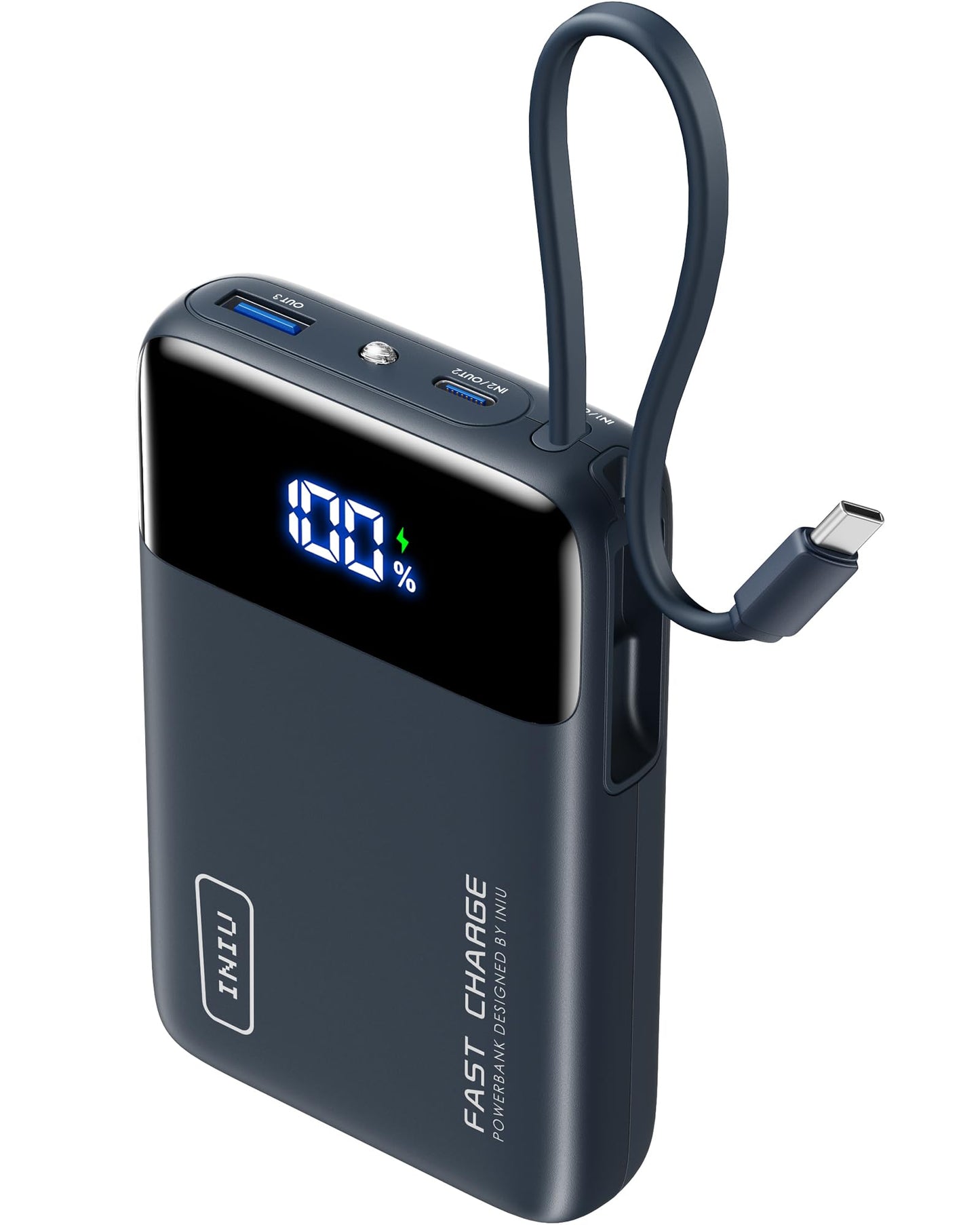 INIU 45W Power Bank, Ultra Klein 20000mAh Powerbank iPhone mit Integriertem USB-C Kabel, Schnellladen Externe Handyakkus Mini, Klein Aber Stark für iPhone 17 16 15 Pro, Samsung S22, Xiaomi, iPad etc