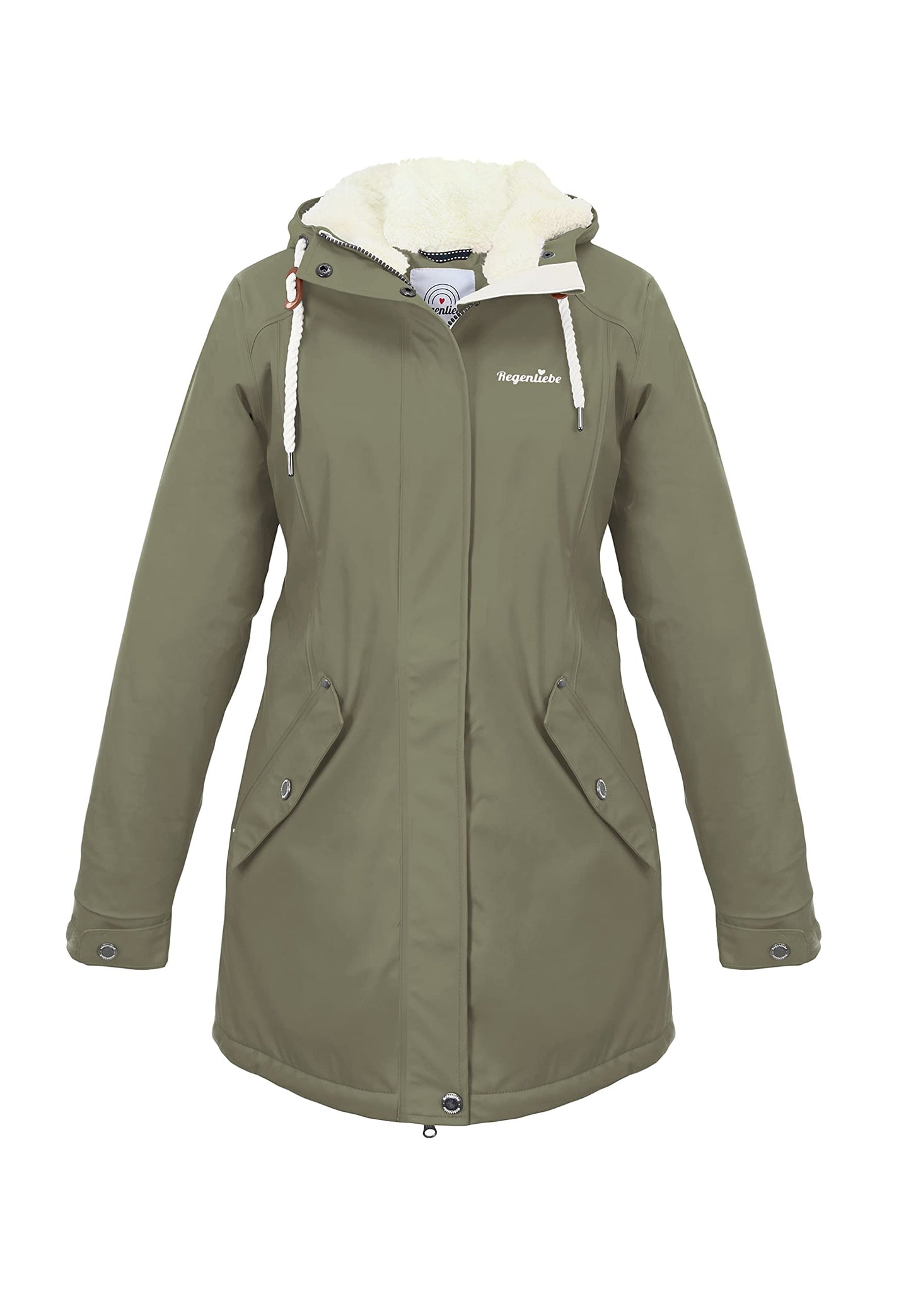 Regenliebe Damen Regenmantel wasserdicht Friesennerz mit Teddyfleece gefüttert