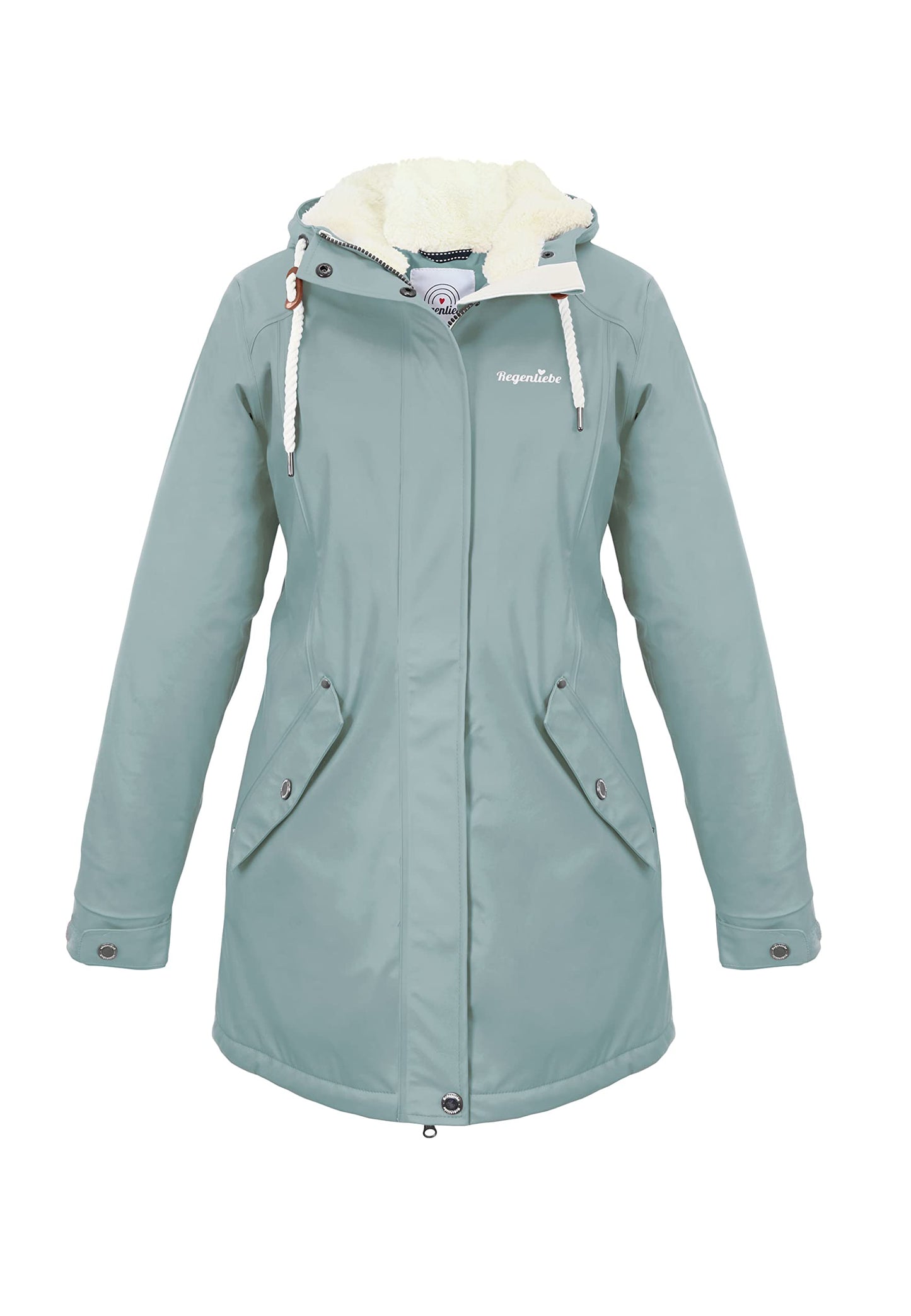 Regenliebe Damen Regenmantel wasserdicht Friesennerz mit Teddyfleece gefüttert