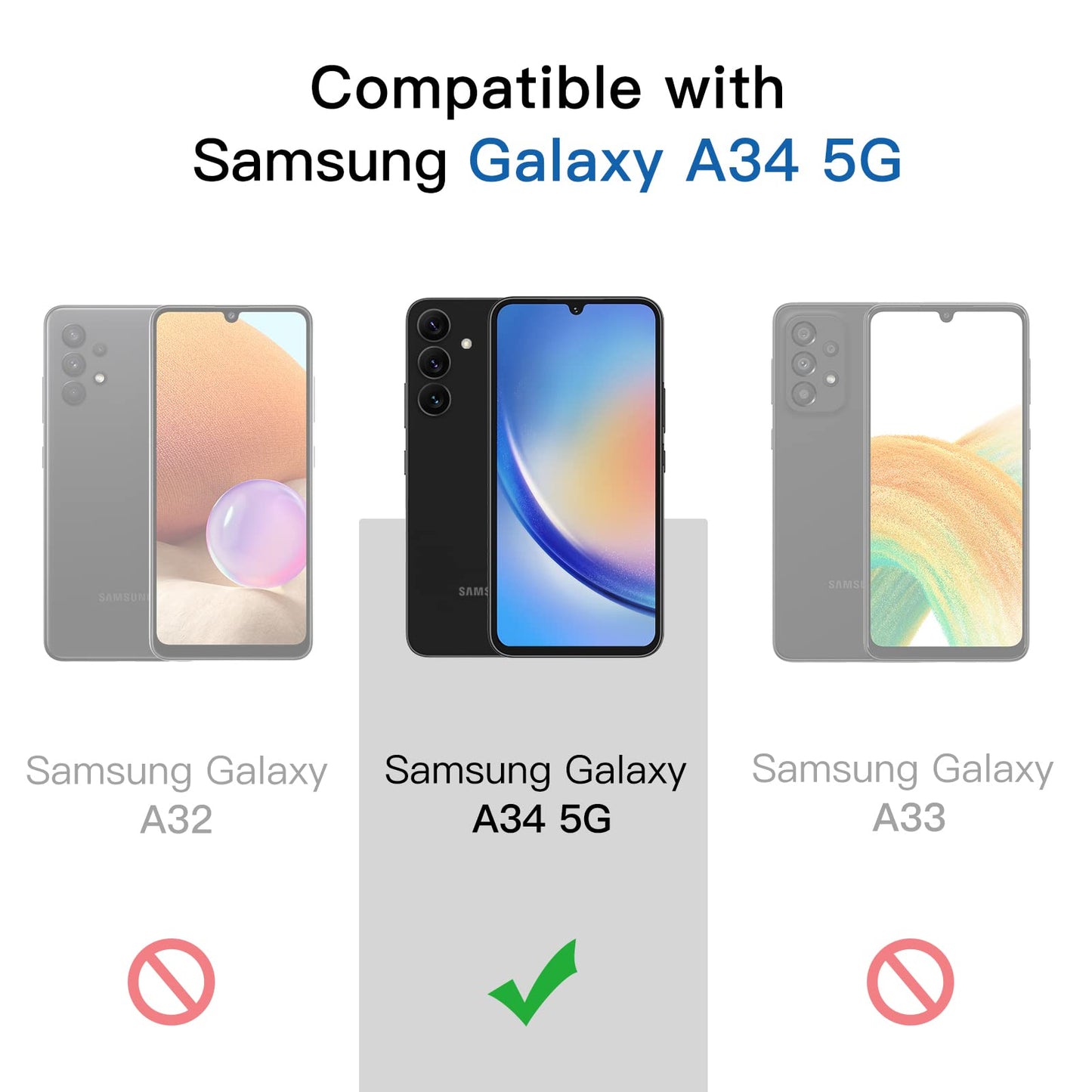 JETech Schutzfolie für Samsung Galaxy A54 5G 6,4 Zoll, 9H Panzer Schutz Glas Folie Displayschutz, Kratzfest, HD Klar, 3 Stück