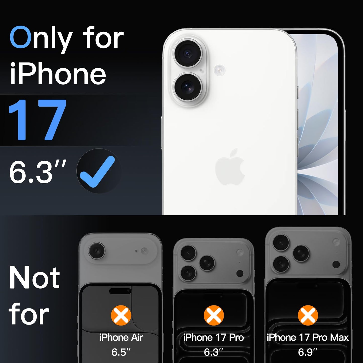 JETech Kameraschutz für iPhone 17 Pro 6,3 Zoll, 9H Gehärtetes Glas, Anti-Kratzer, Hat Keinen Einfluss auf die Hülle, Beeinträchtigt Nachtaufnahmen Nicht, HD Klar, 3 Stück (Durchsichtig)