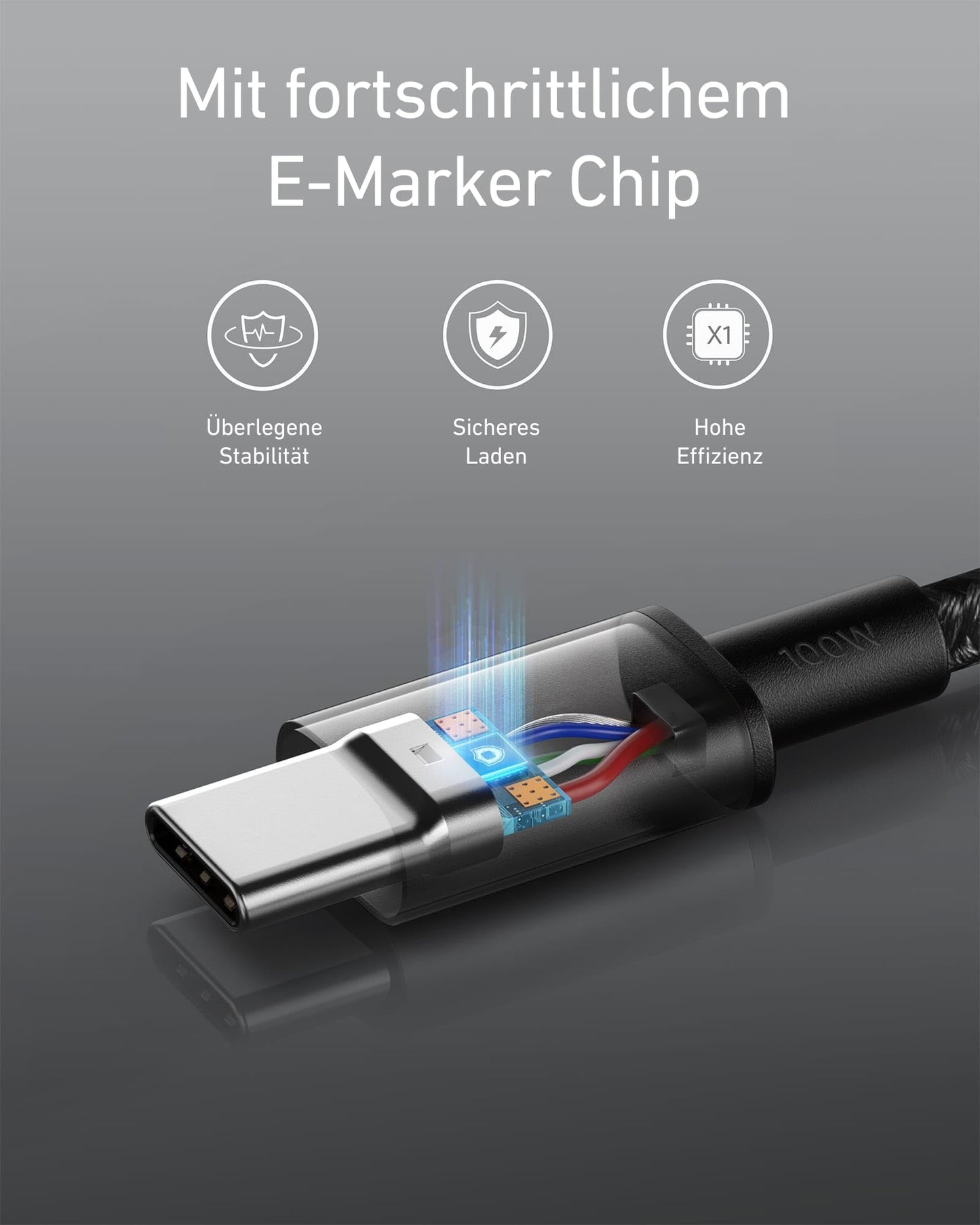 Anker Nylon USB-C to USB-C Charging Cable 2.0, 100W Type-C Charging Cable, 3m Long, Fast Charging for iPad Mini 6. Gen, MacBook Pro 2020, iPad Pro 2020, iPad Air 4, Galaxy S20 Plus S9, Pixel, Switch