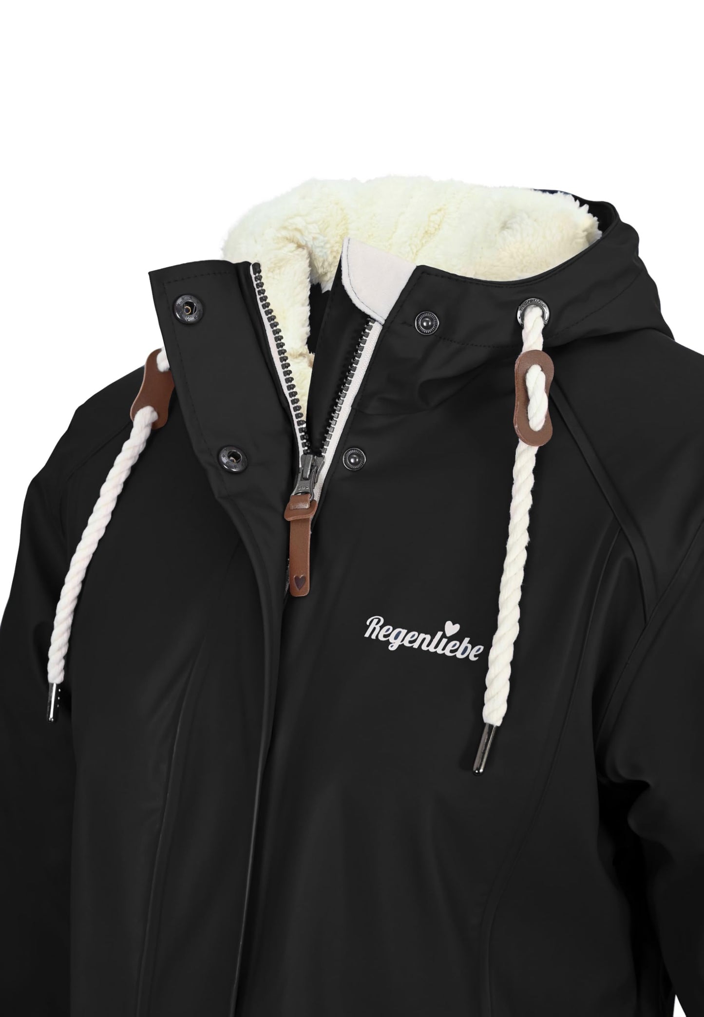 Regenliebe Damen Regenmantel wasserdicht Friesennerz mit Teddyfleece gefüttert
