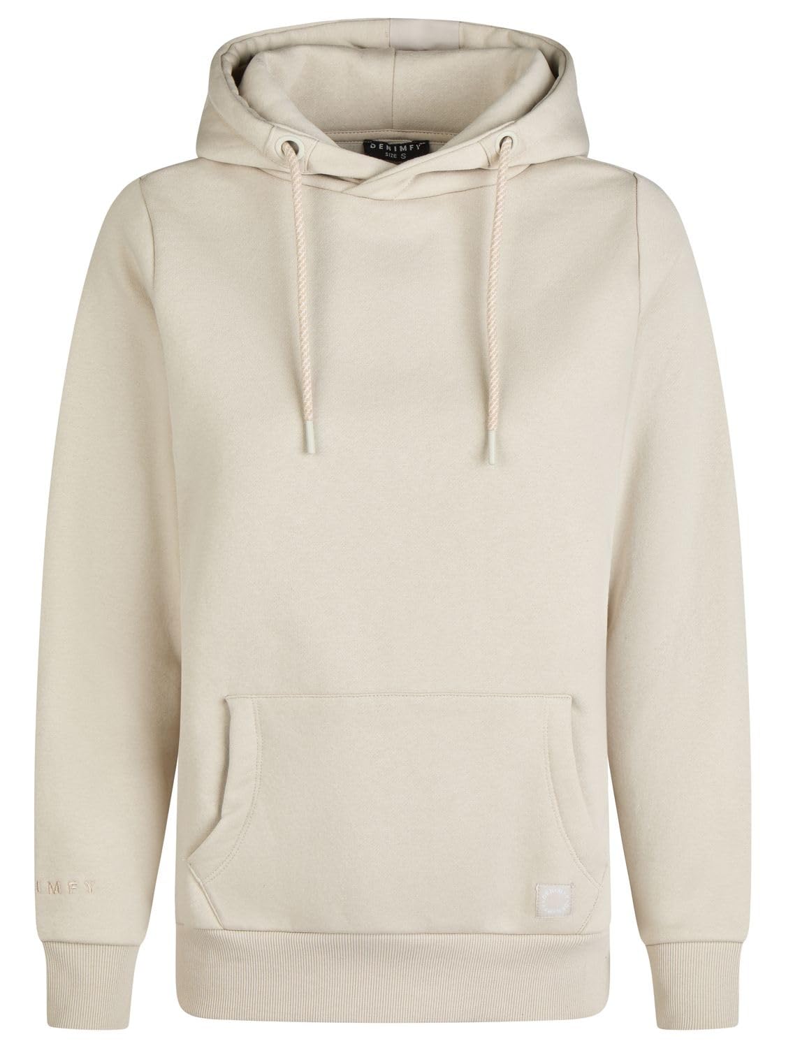 DENIMFY Hoodie Damen Regular Fit DFEmma Kapuzenpullover Pullover Cross-Over Kragen Schwarz Beige Grau Rose Blau Grün S M L XL XXL
