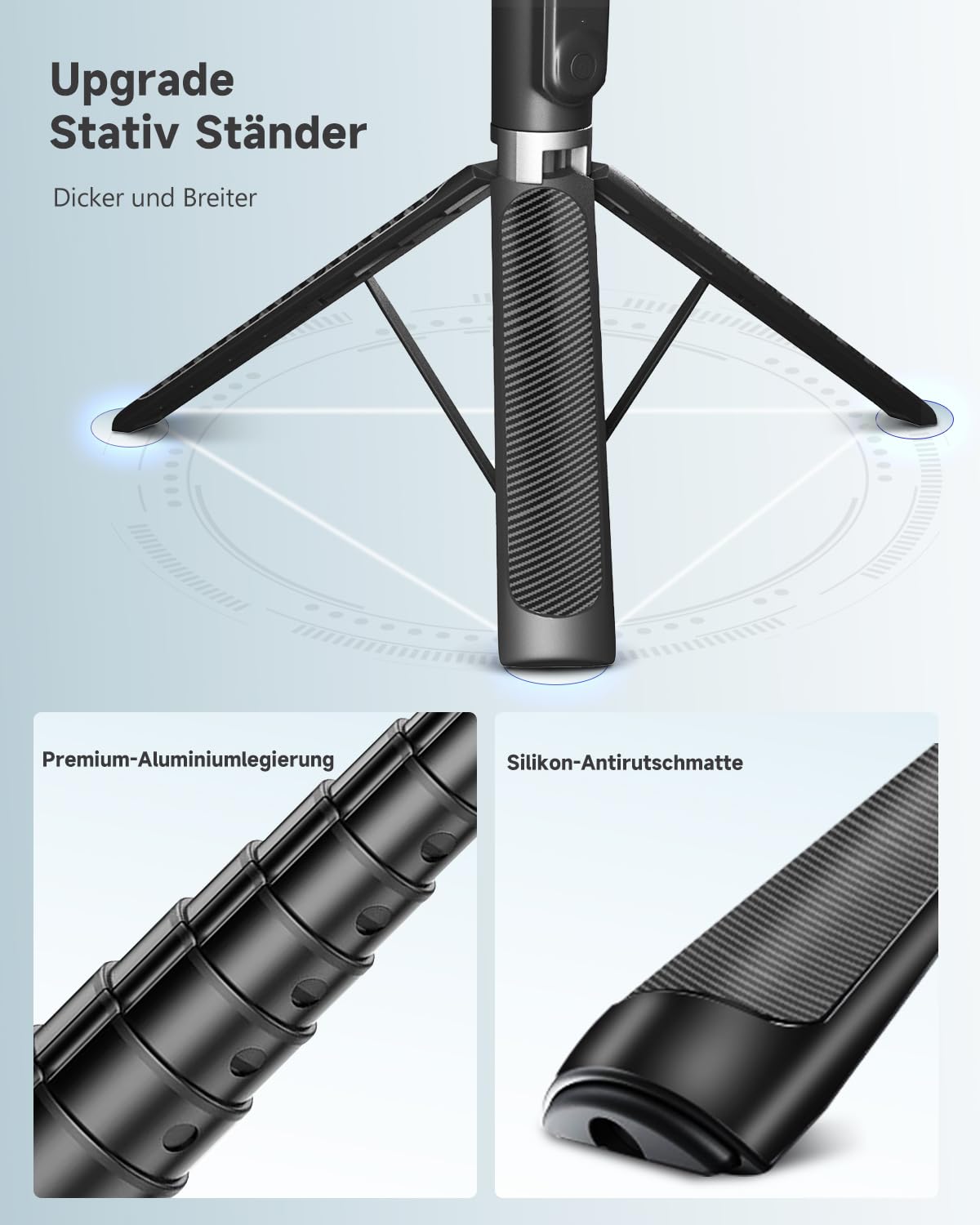 180cm Handy Stativ & Selfie Stick, Aluminium Integriertes Ausziehbares Stativ für Smartphone, Tragbarer Reisestativ-Ständer mit drahtloser Fernbedienung für iPhone/Samsung/Android/Kamera