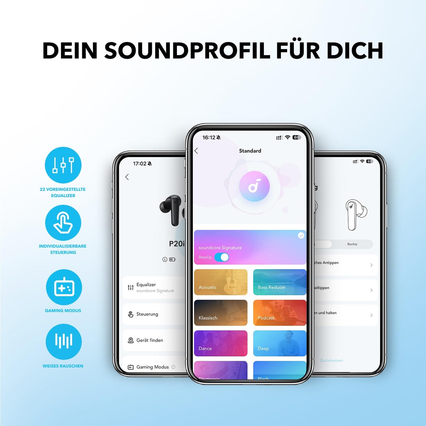 soundcore by Anker P20i Wireless Bluetooth Headphones In-Ear, 10 mm Driver, Bluetooth 5.3, Adjustable EQ, 30 Hours Playtime, IPX5 Waterproof, 2 Micros with AI, Single Use (Black)