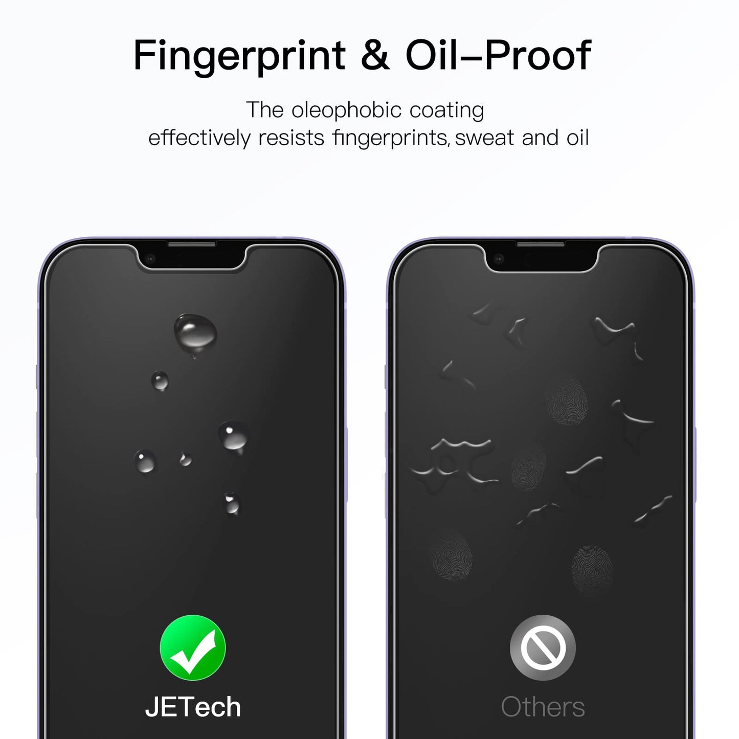 JETech Screen Protector for iPhone 12/12 Pro 6.1 Inch, Tempered Glass Screen Protector, Pack of 3